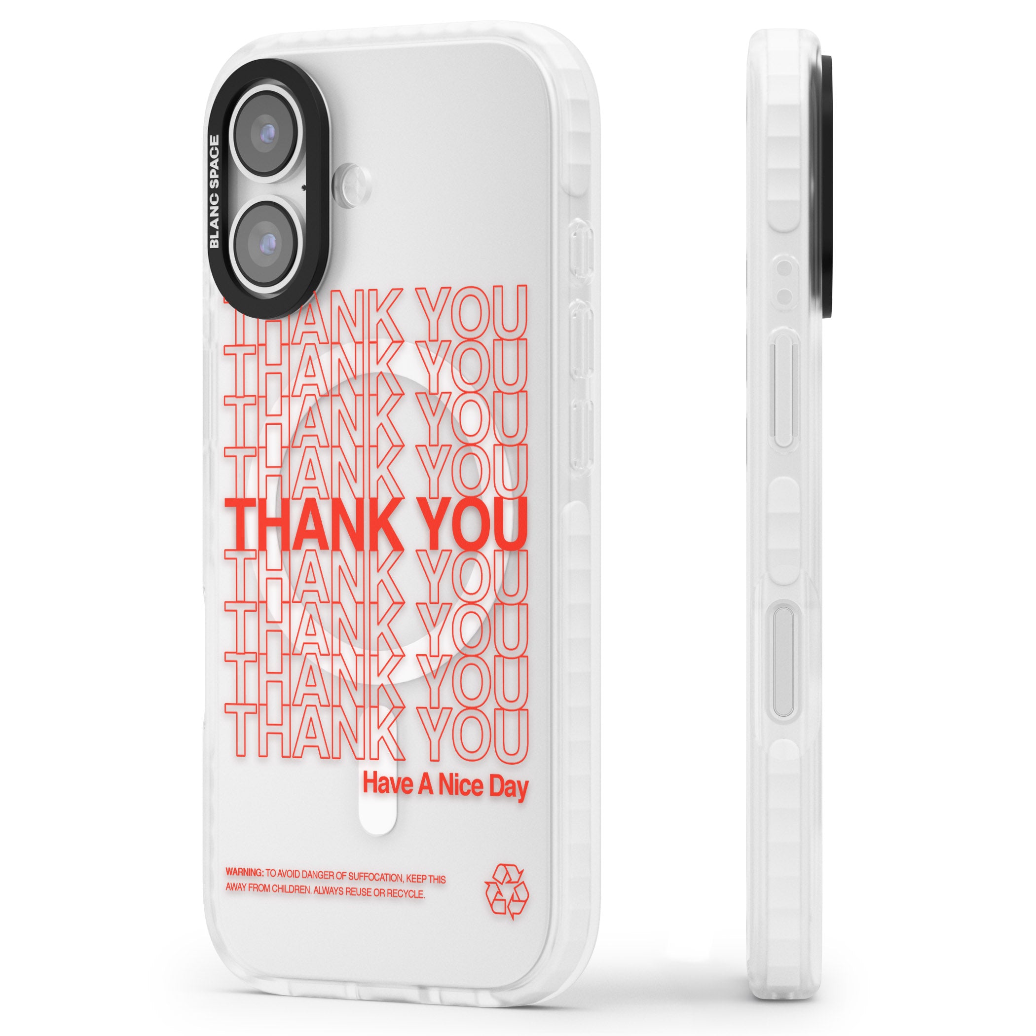 Thank You Have A Nice Day iPhone 17 Impact Pro Clear Phone Case Side Profile