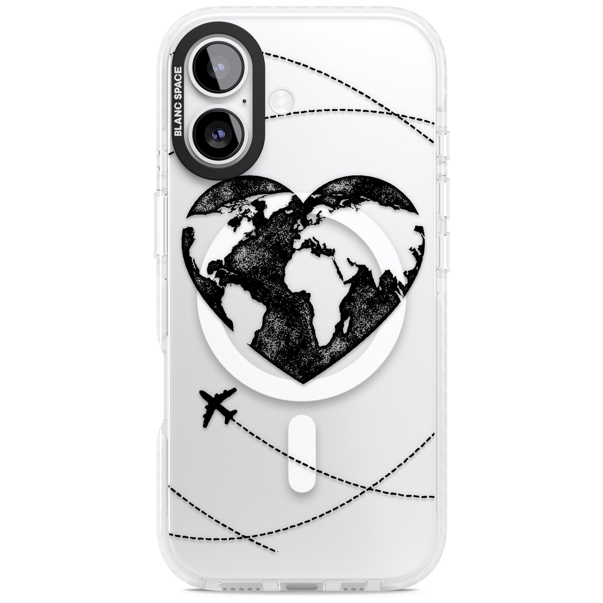 Globe Heart iPhone 17 Impact Pro Clear Phone Case