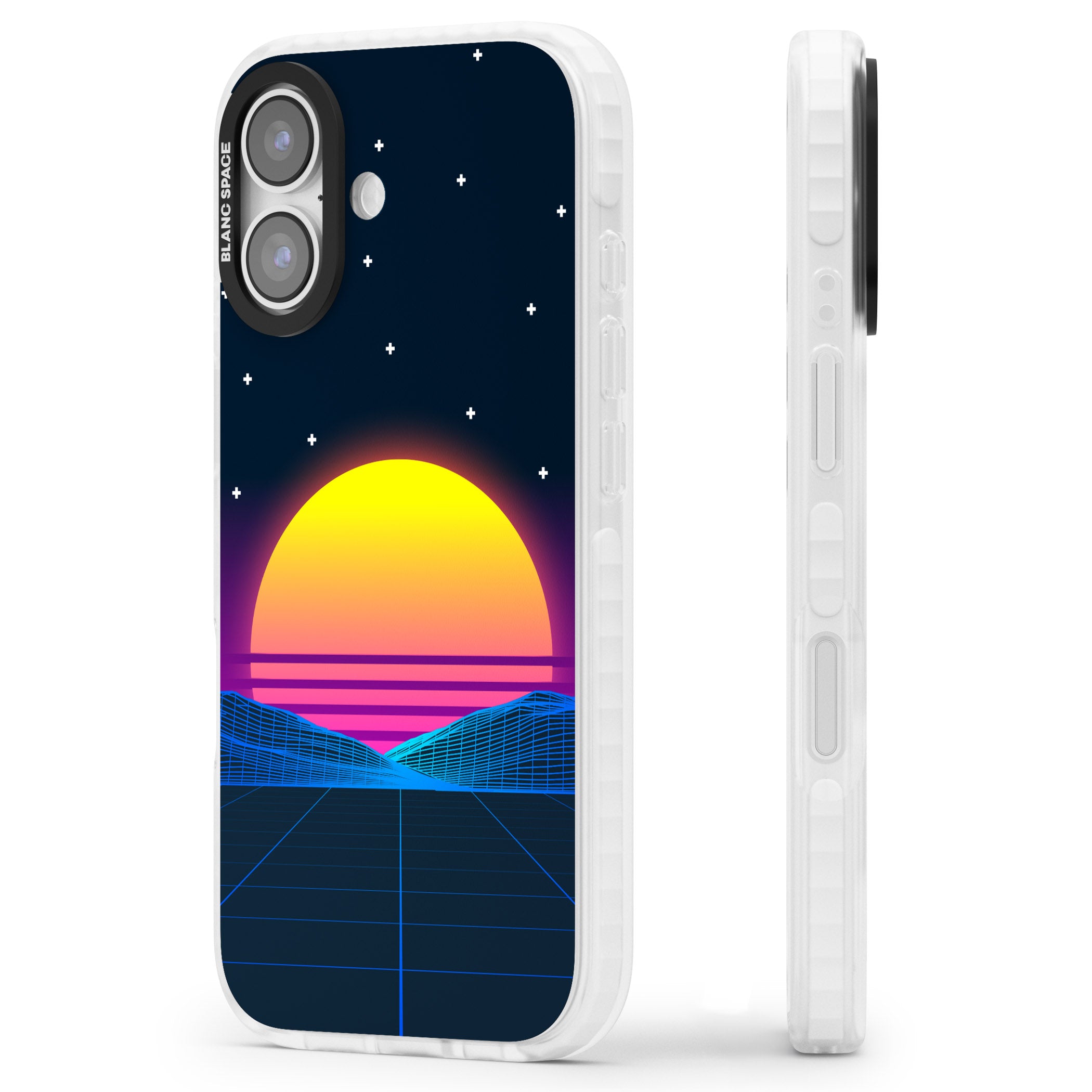 Retro Sunset Vaporwave iPhone 17 Impact Pro Clear Phone Case Side Profile