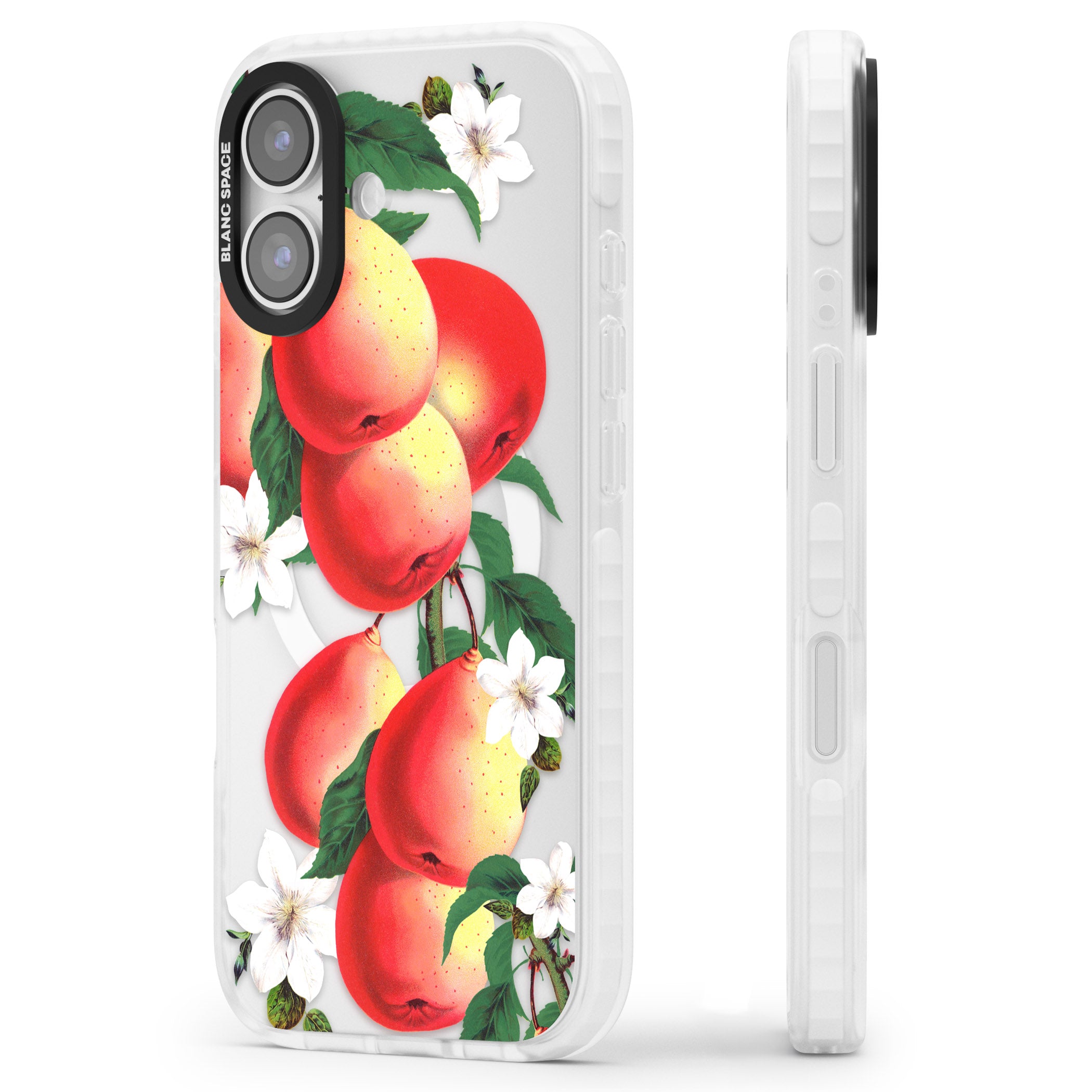 Vintage Painted Peaches iPhone 17 Impact Pro Clear Phone Case Side Profile