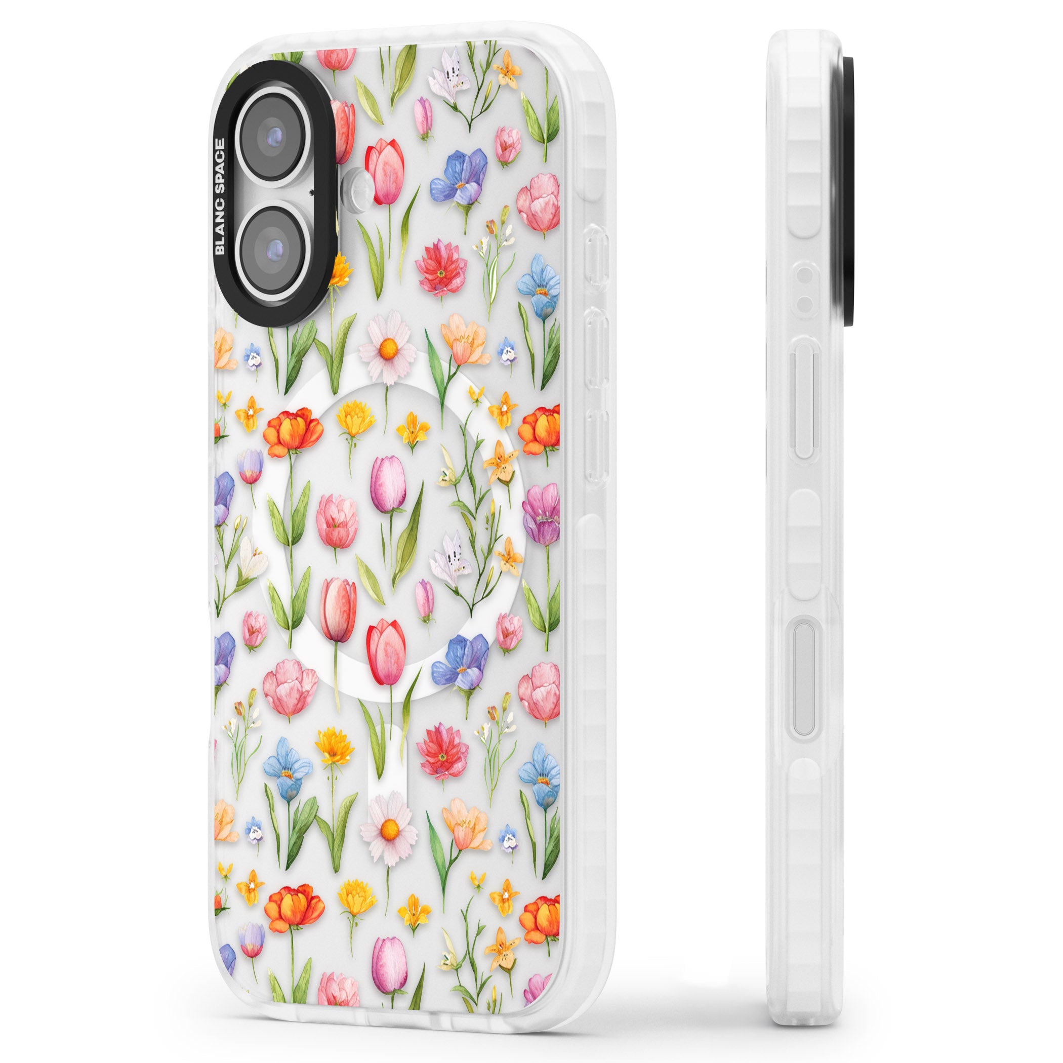 Small Flower Mix iPhone 17 Impact Pro Clear Phone Case Side Profile