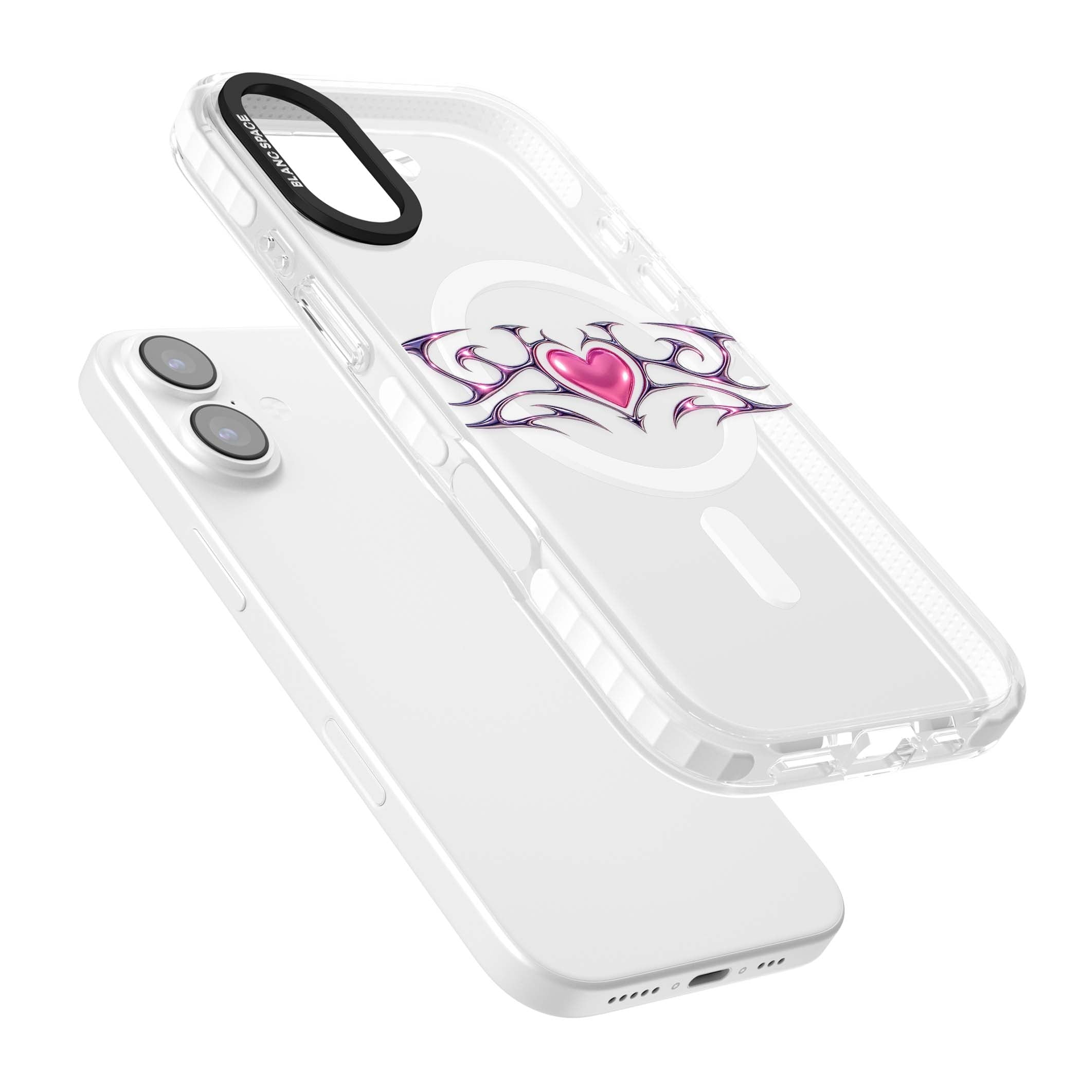 Pink Chrome Heart y2k iPhone case | Impact Magsafe case for iPhone 17