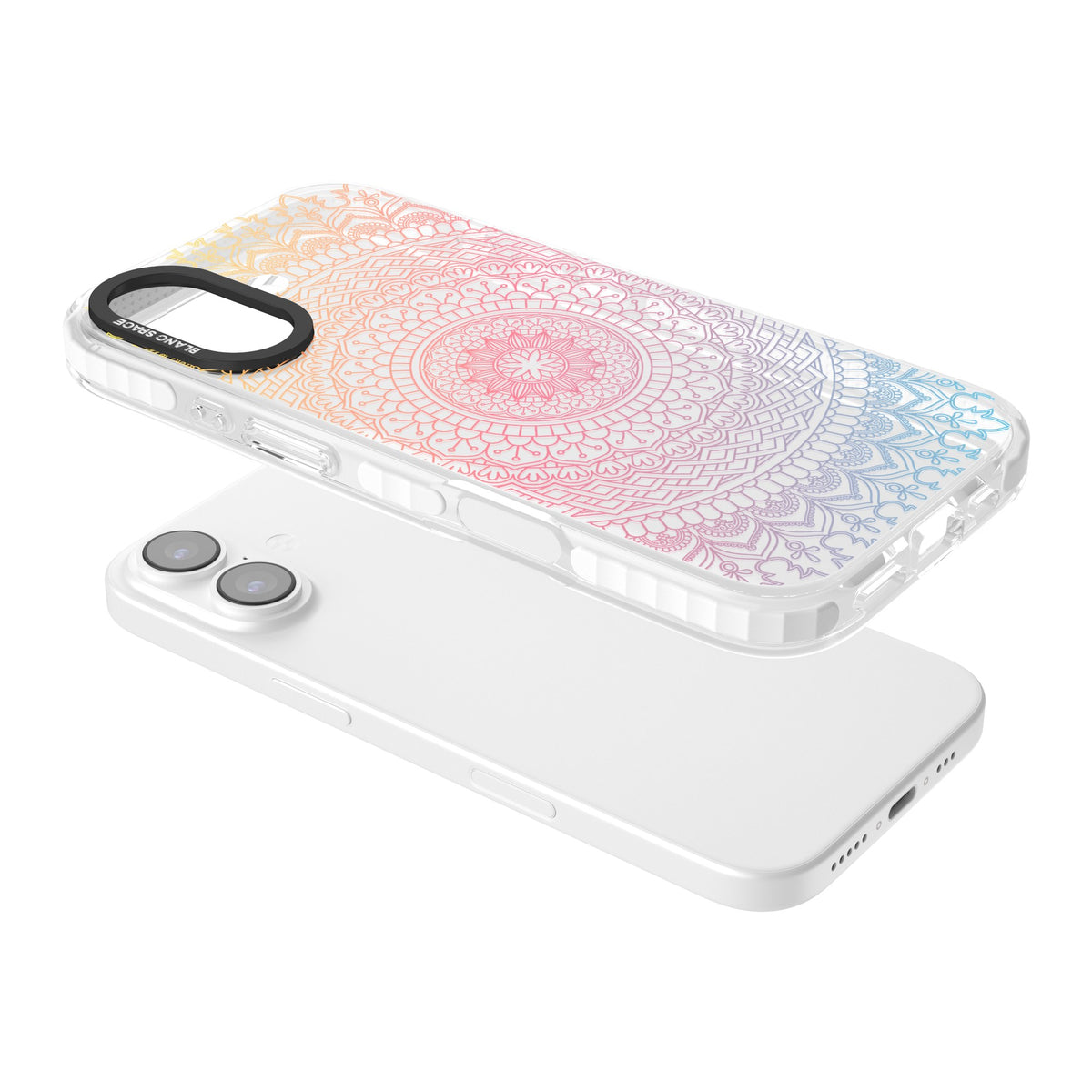 Pastel Mandala iPhone 16 / iPhone 16 Plus / iPhone 17 Impact Clear Phone Case angled