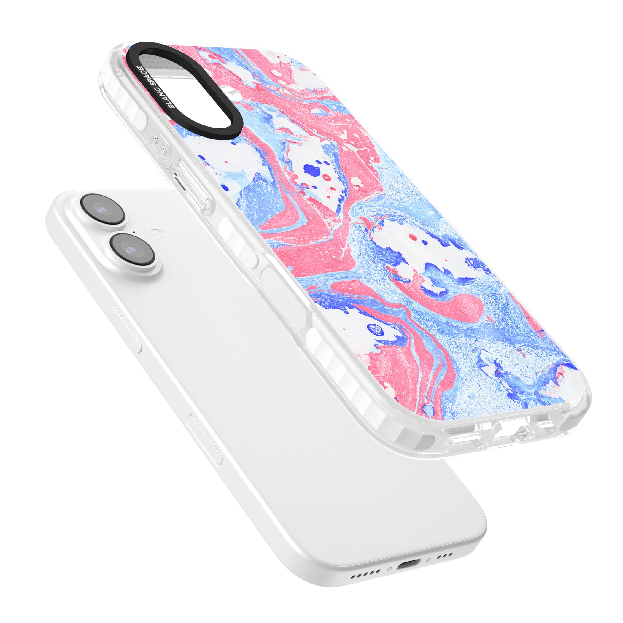 Pink, Blue & White Marbled Paper Pattern iPhone 17 Impact Clear Phone Case Colours
