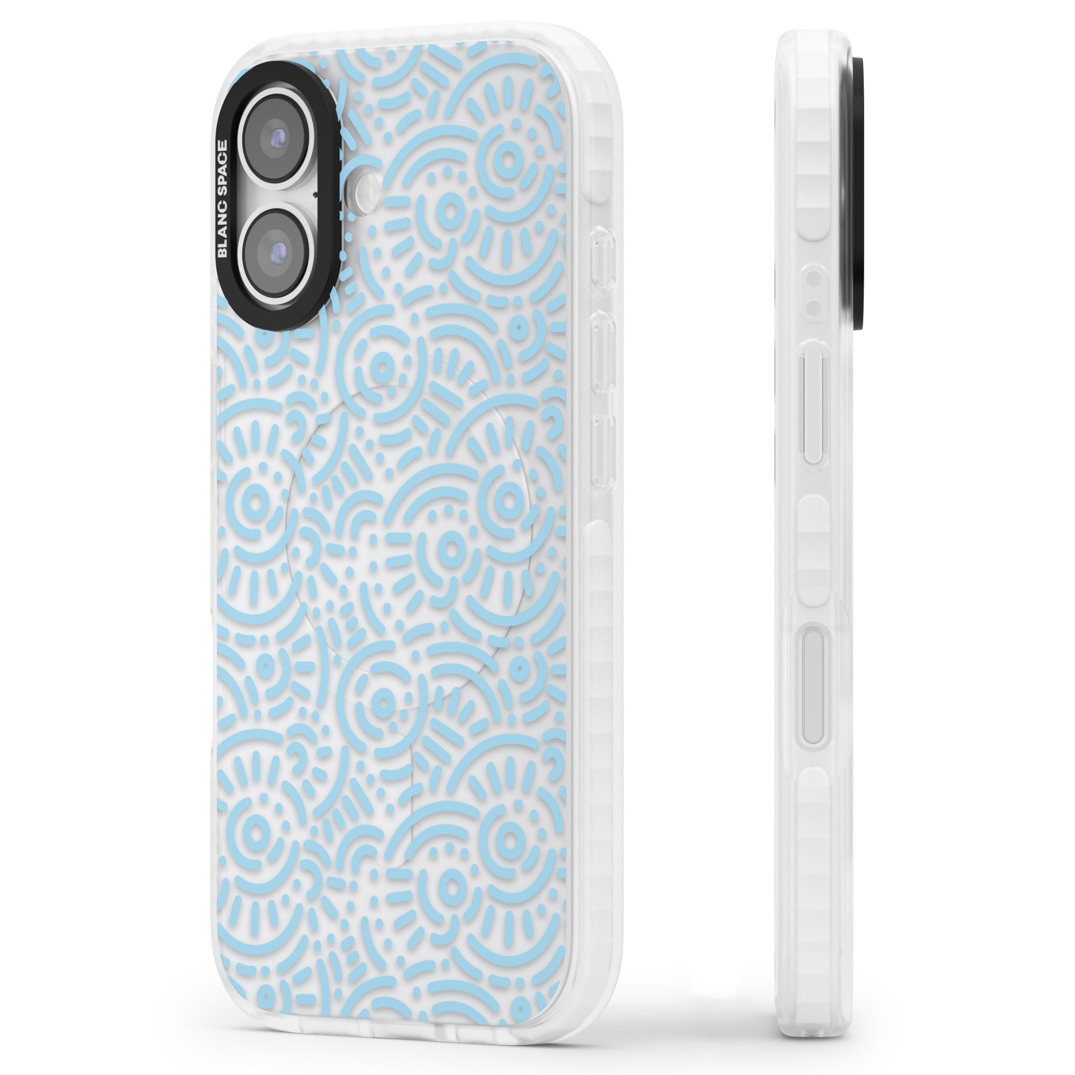 Light Blue Retro Pattern iPhone 17 Impact Clear Phone Case Side Profile