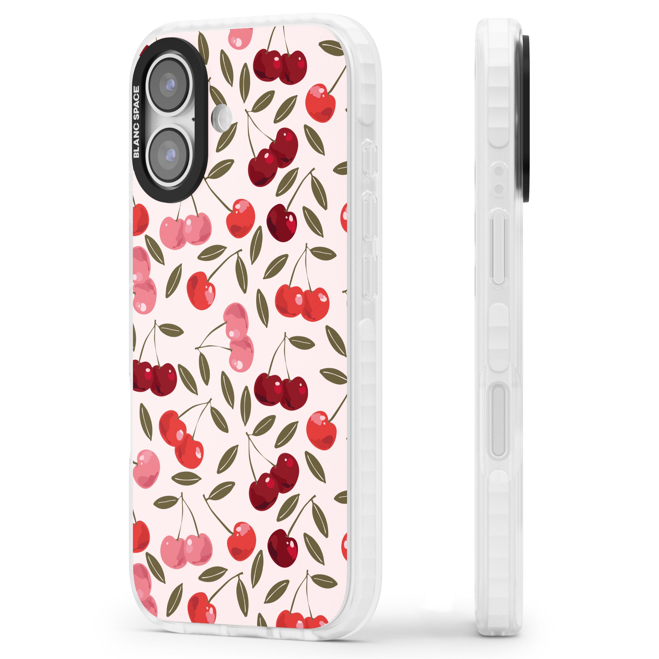 Fruity & Fun Patterns Cherries iPhone 17 Impact Clear Phone Case Side Profile