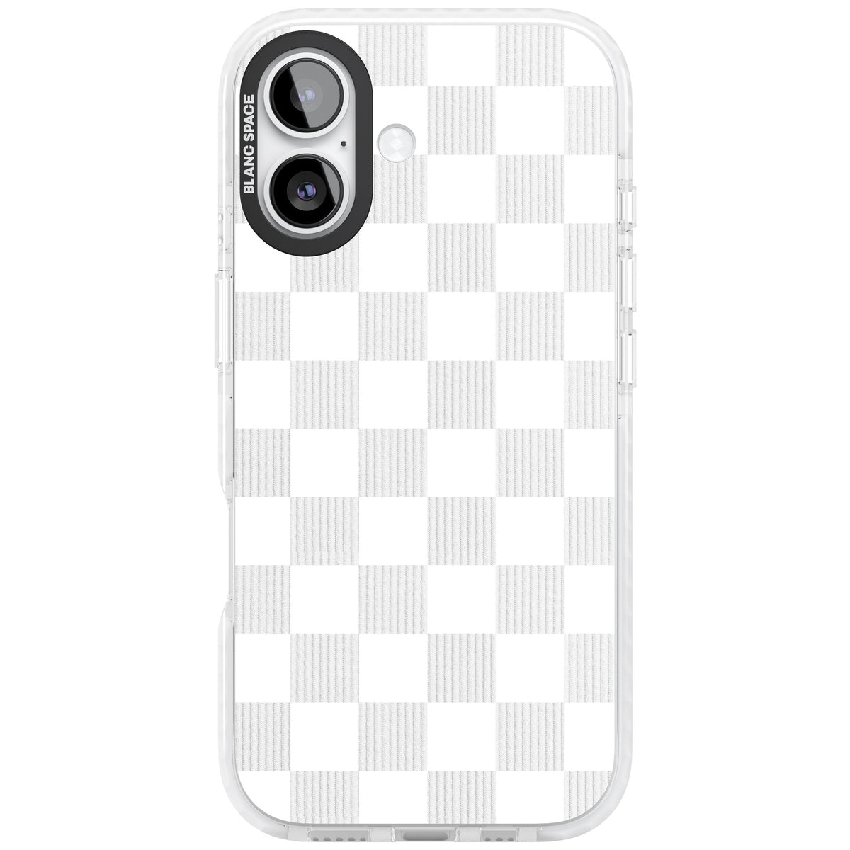 White Checkered iPhone 16 / iPhone 16 Plus / iPhone 17 Impact Clear Phone Case front