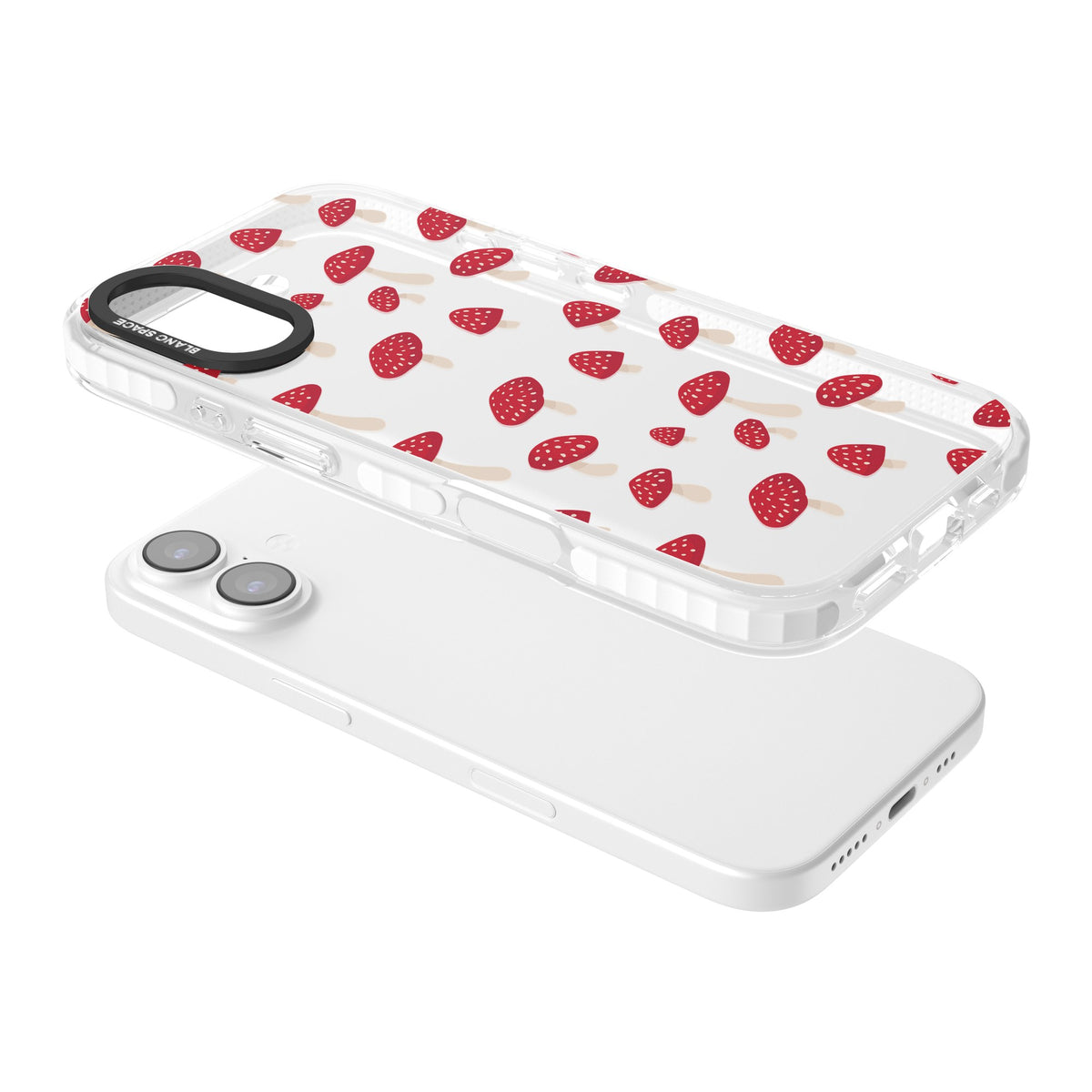 Magical Mushrooms iPhone 16 / iPhone 16 Plus / iPhone 17 Impact Clear Phone Case angled