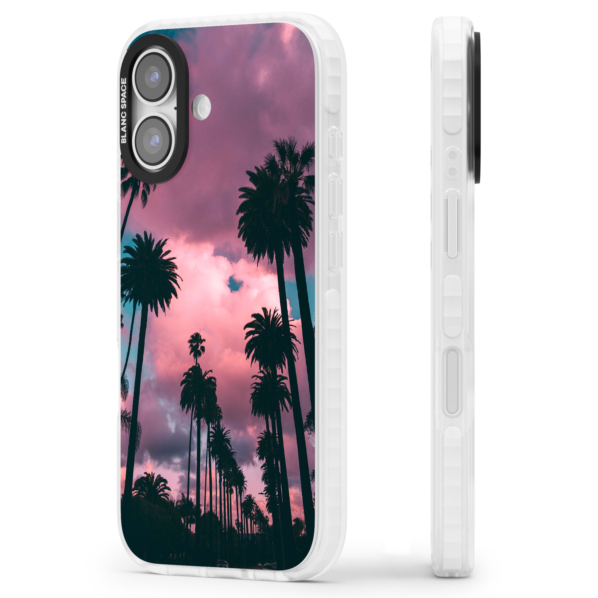 Sunset Palms iPhone 17 Impact Clear Phone Case Side Profile