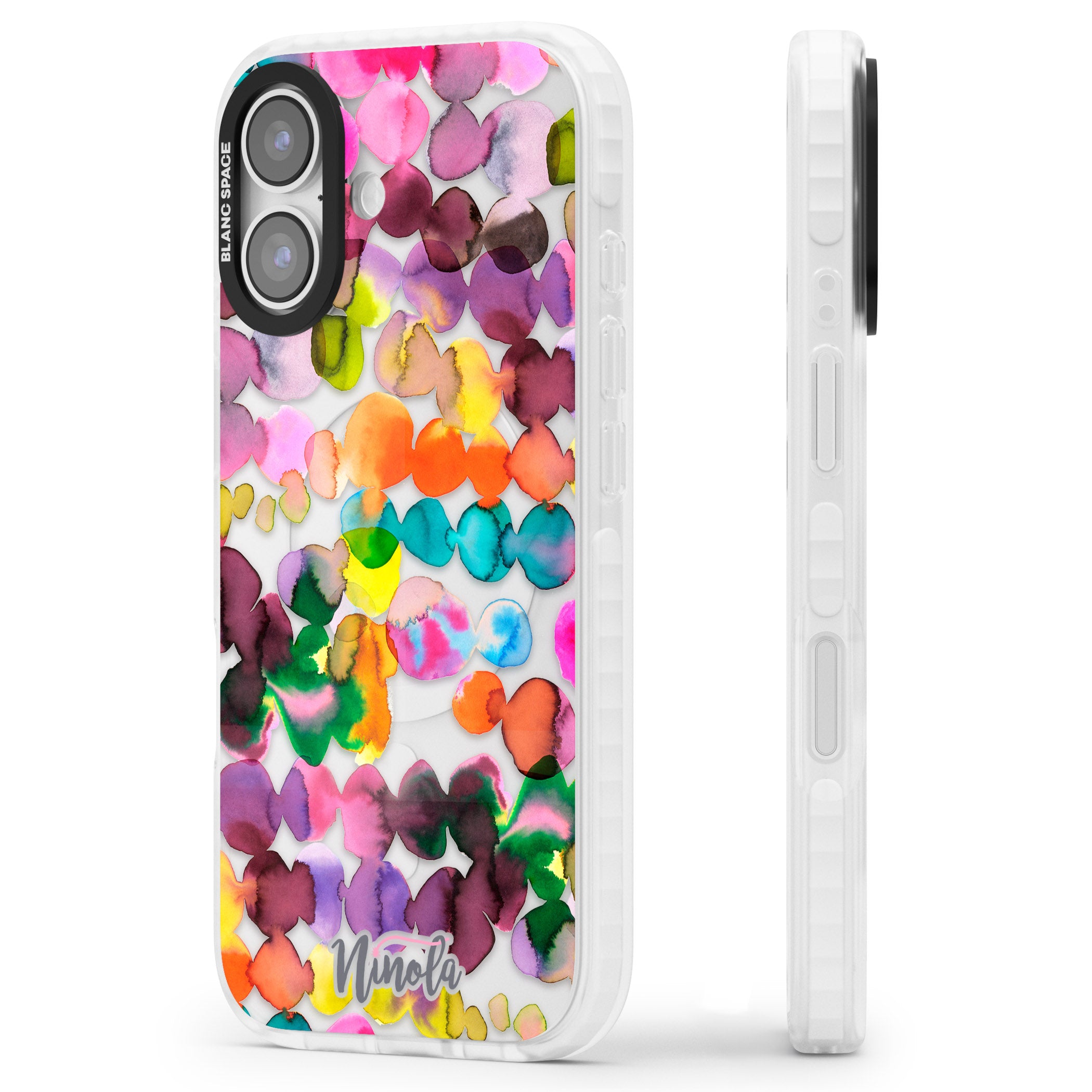 Ink Splash Hues iPhone 17 Impact Clear Phone Case Side Profile