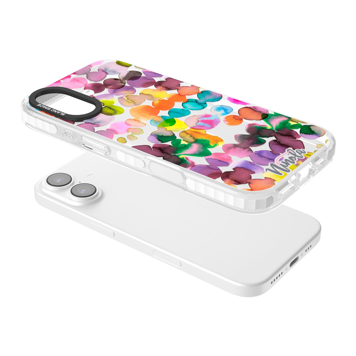 Ink Splash Hues iPhone 16 / iPhone 16 Plus / iPhone 17 Impact Clear Phone Case angled