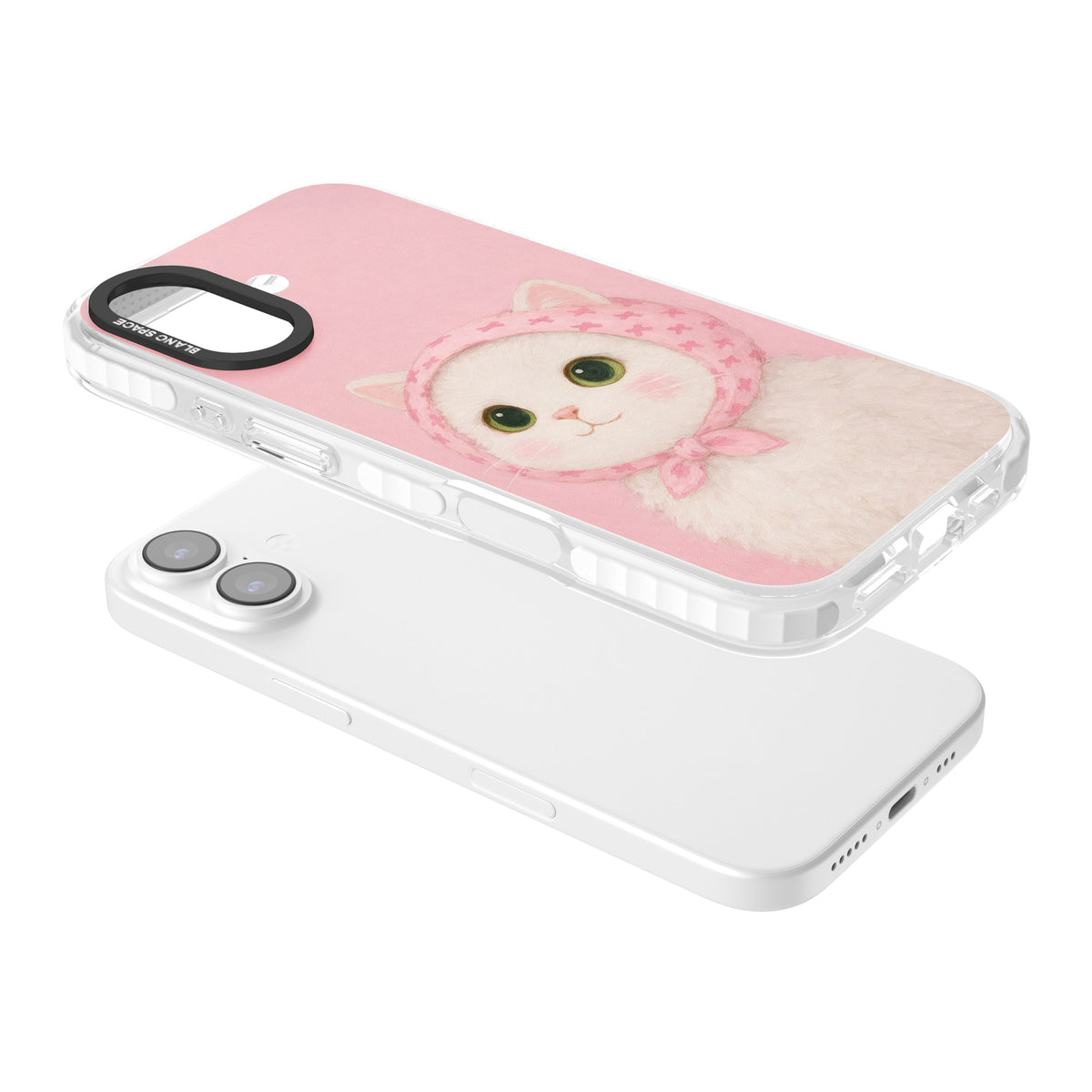 Baby Blush Kitty iPhone 16 / iPhone 16 Plus / iPhone 17 Impact Clear Phone Case angled