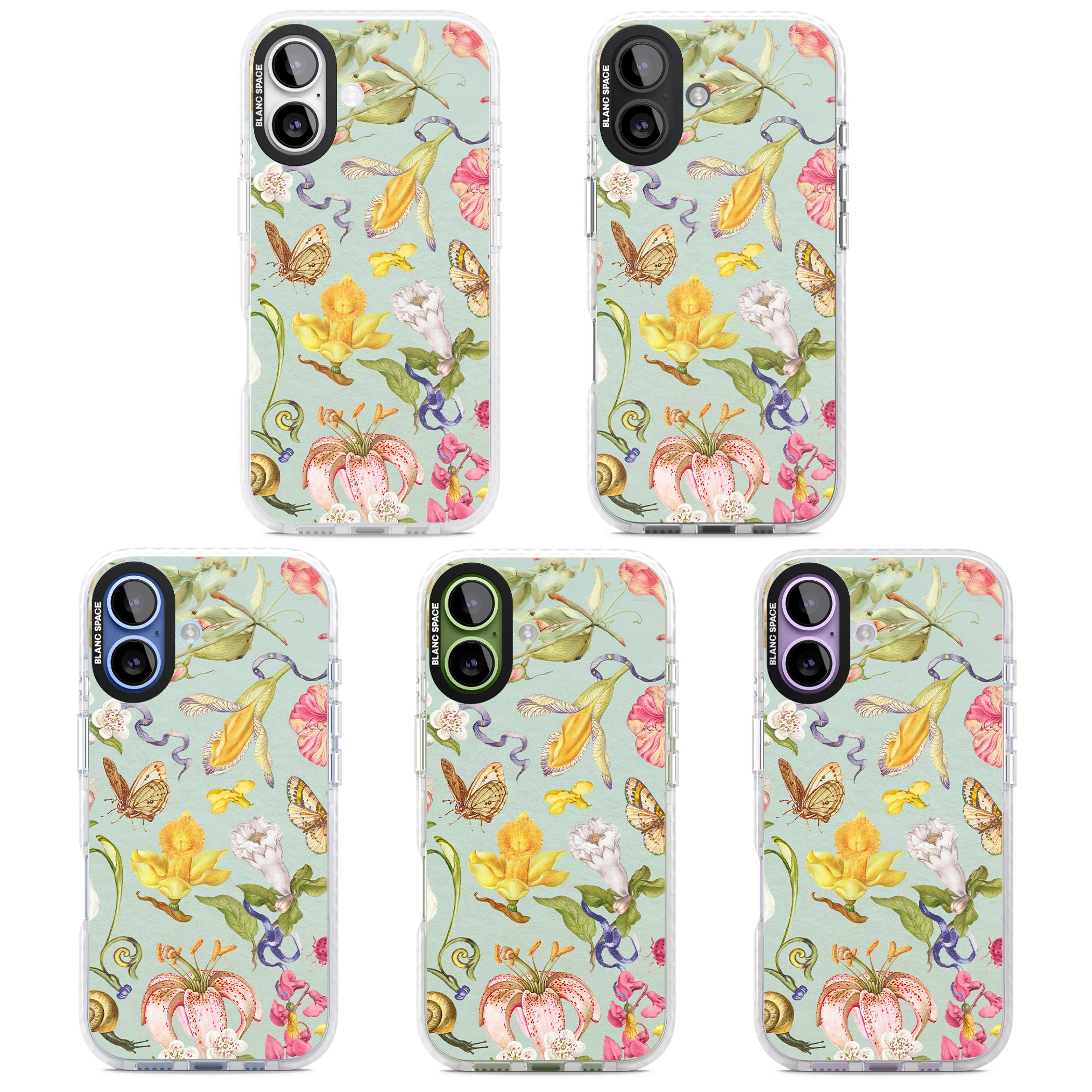Blue Vintage Painted Flowers iPhone 17 Impact Clear Phone Case APT Impact Protection