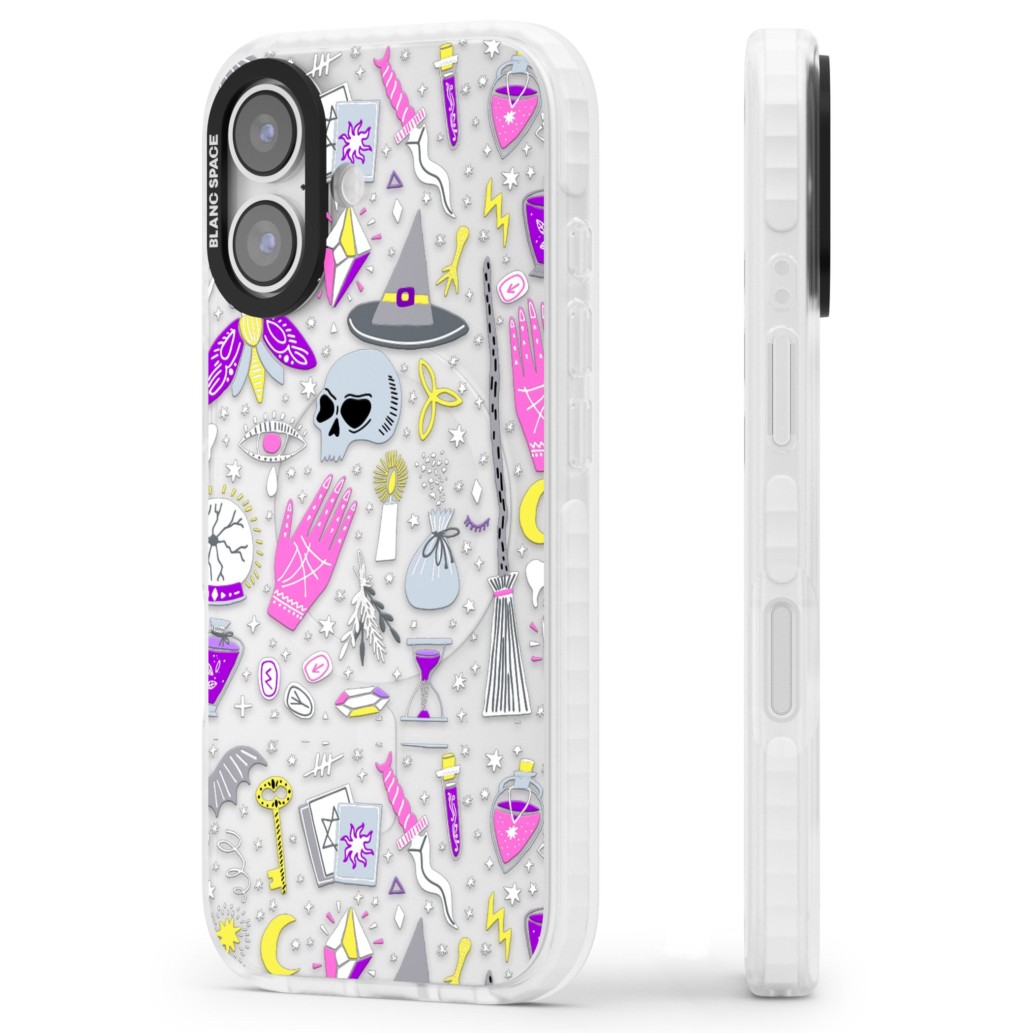 Black Magic Pattern iPhone 17 Impact Clear Phone Case Side Profile