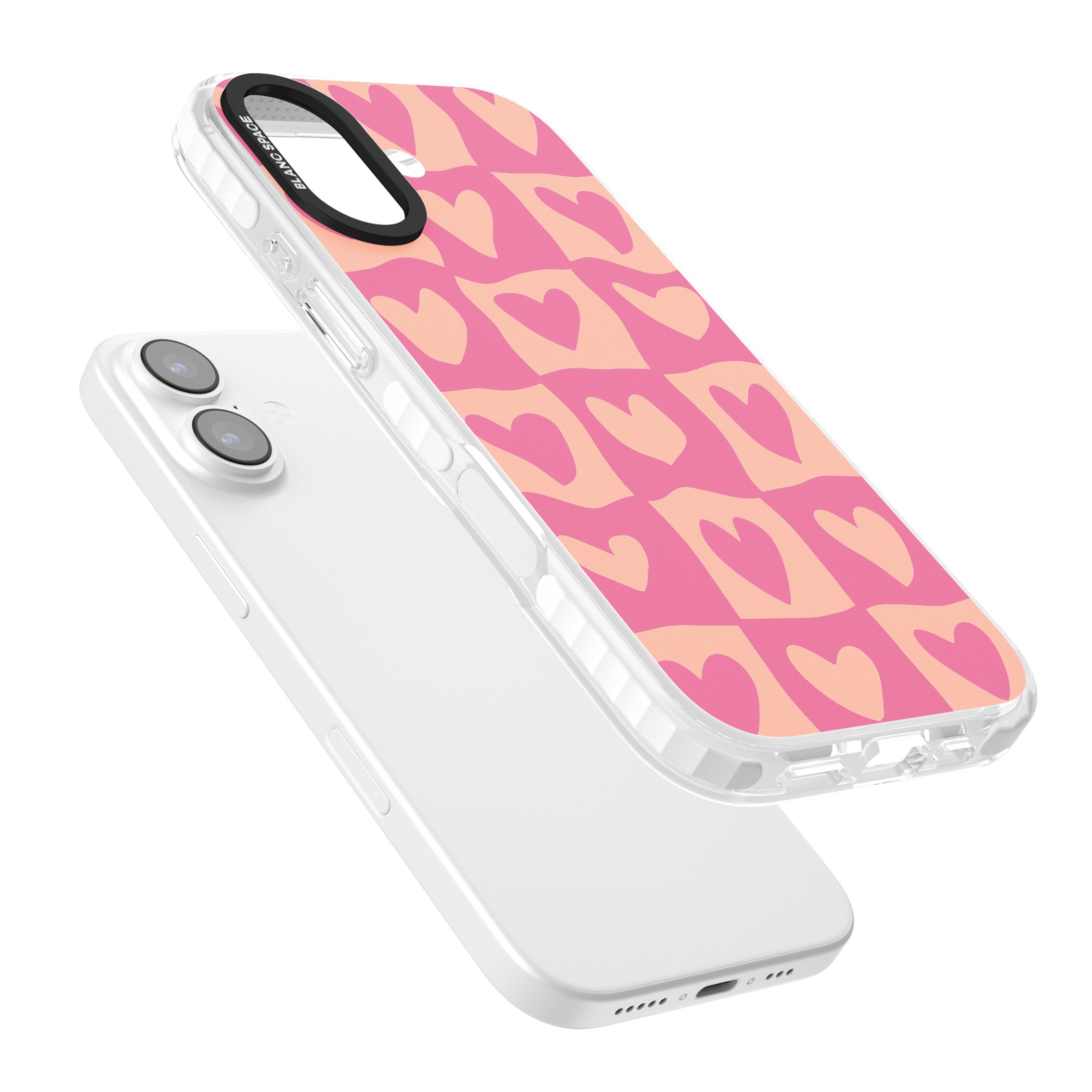 Pink Wavy Checked Hearts iPhone 17 Impact Clear Phone Case Colours