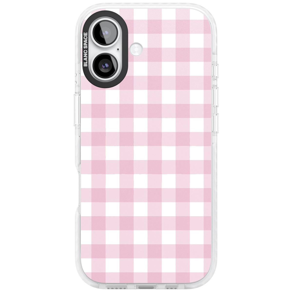 Pink Gingham iPhone 16 / iPhone 16 Plus / iPhone 17 Impact Clear Phone Case front