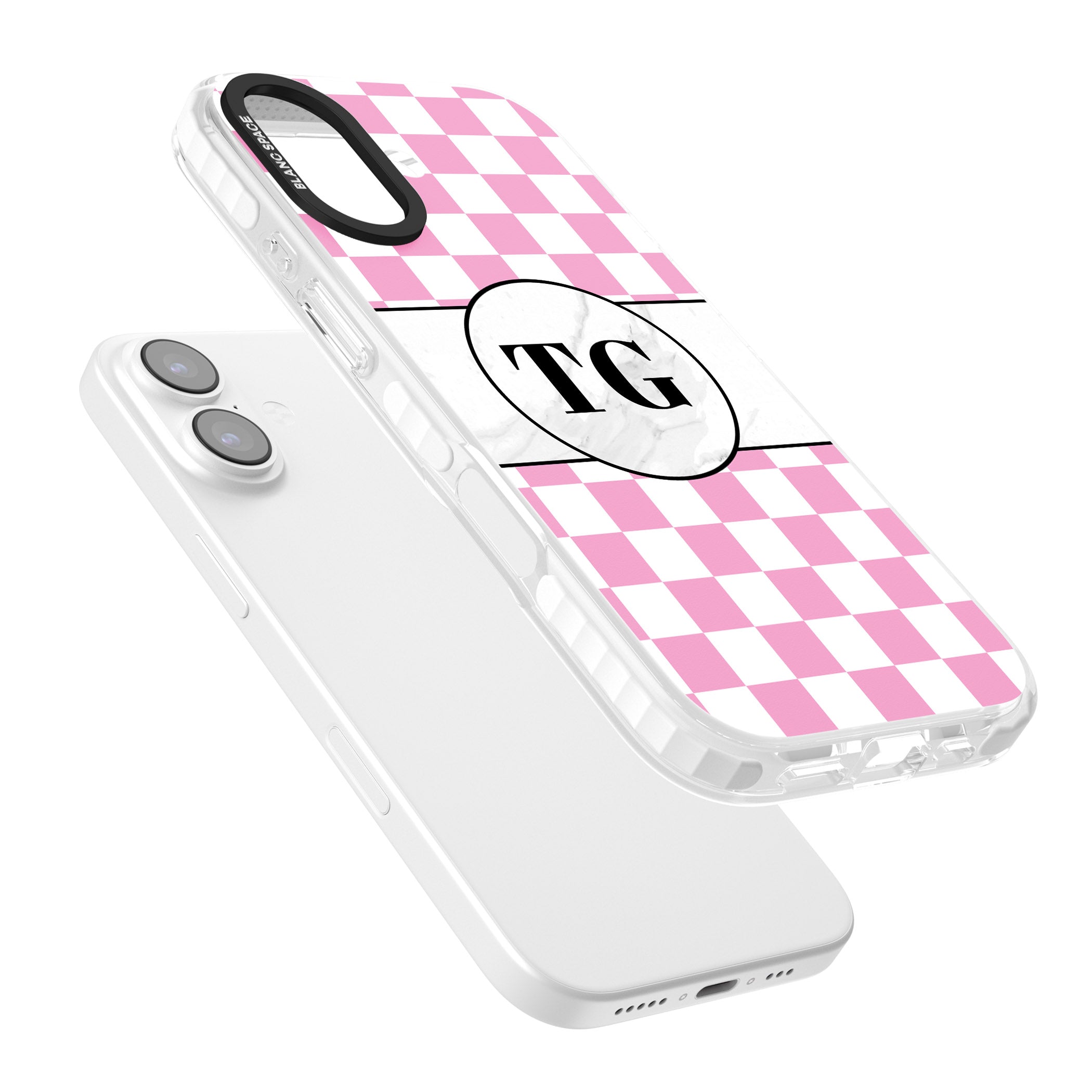 Personalised Monogrammed Pink Check iPhone 17 Impact Clear Phone Case Colours