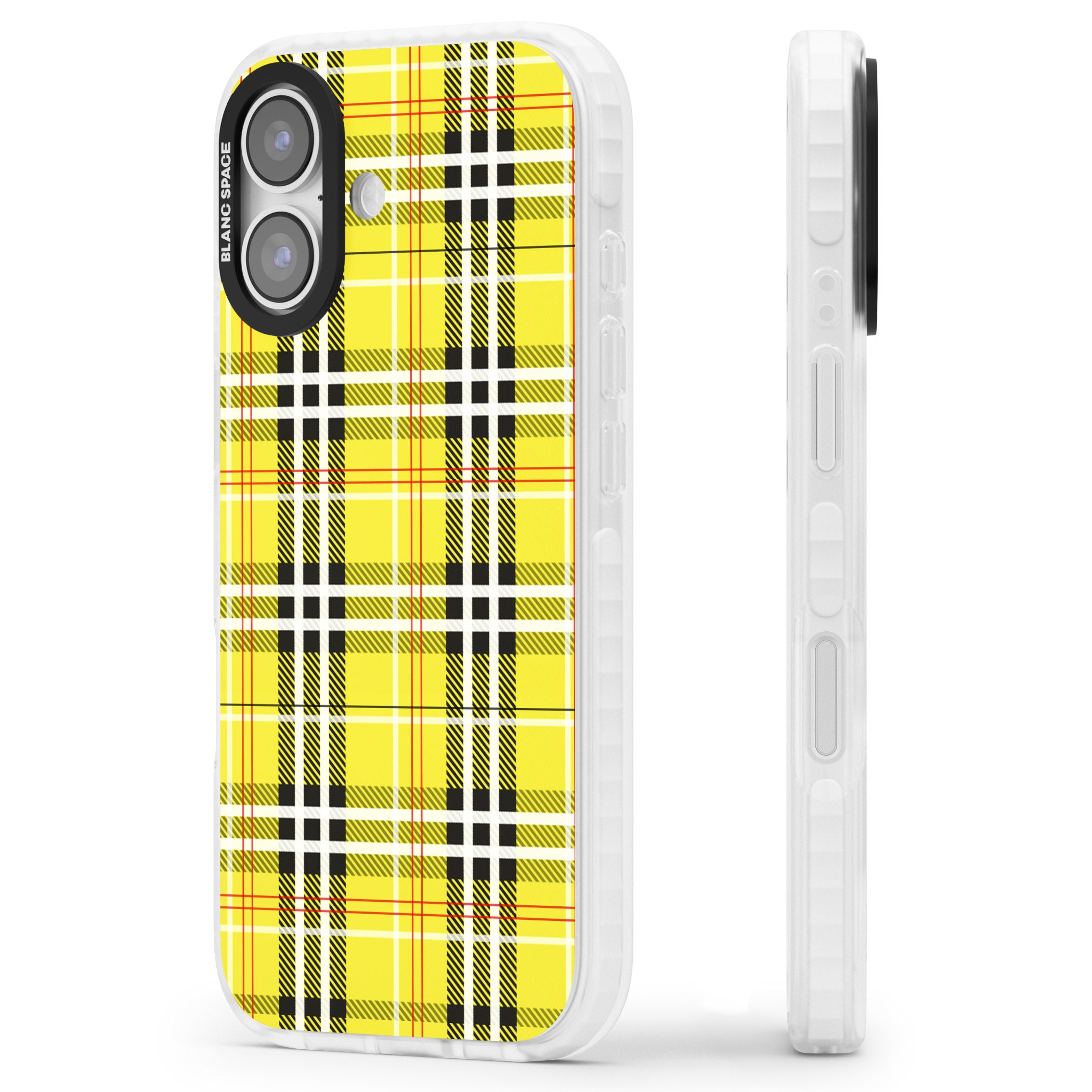 Yellow Plaid iPhone 17 Impact Clear Phone Case Side Profile