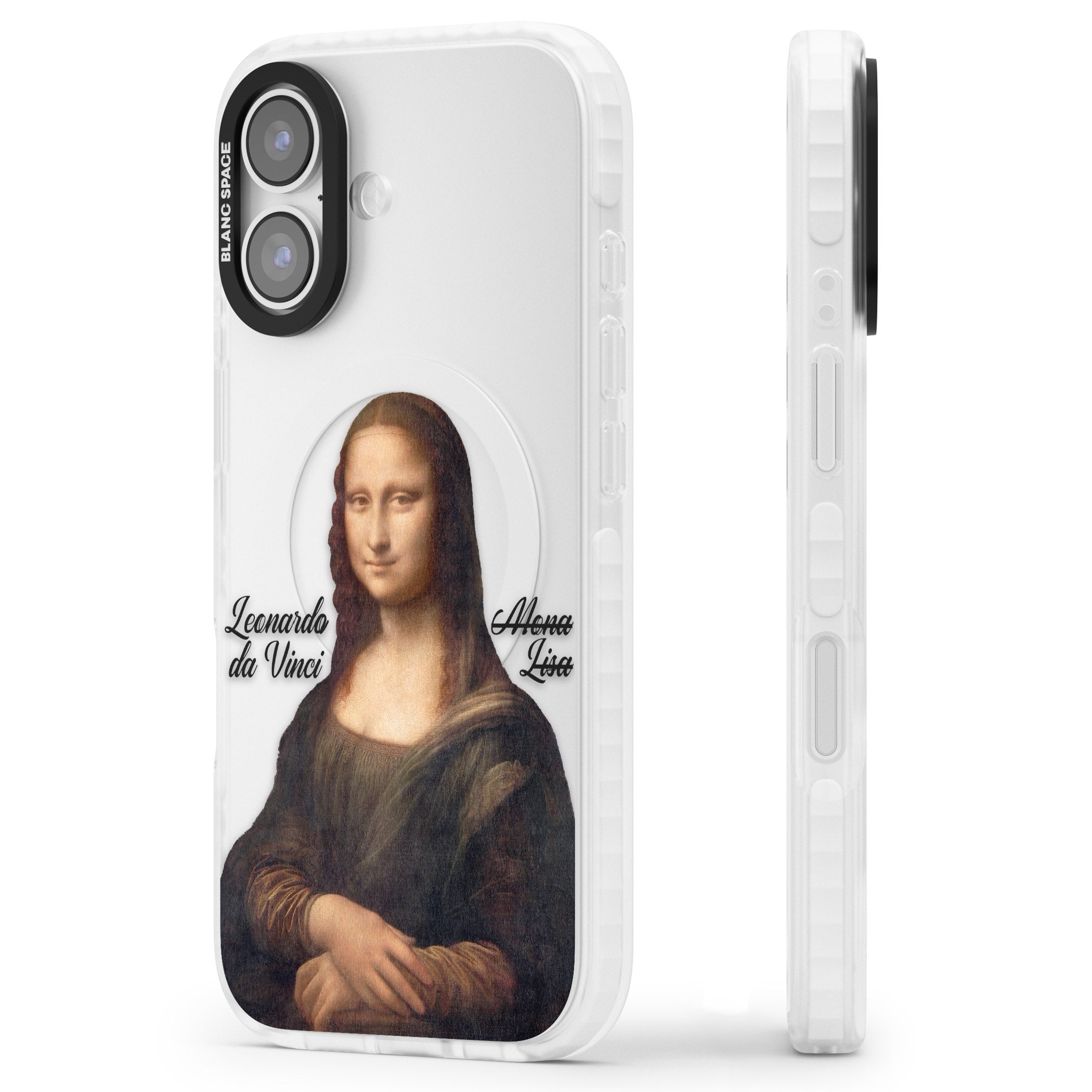 Mona Lisa Cutout iPhone 17 Impact Clear Phone Case Side Profile