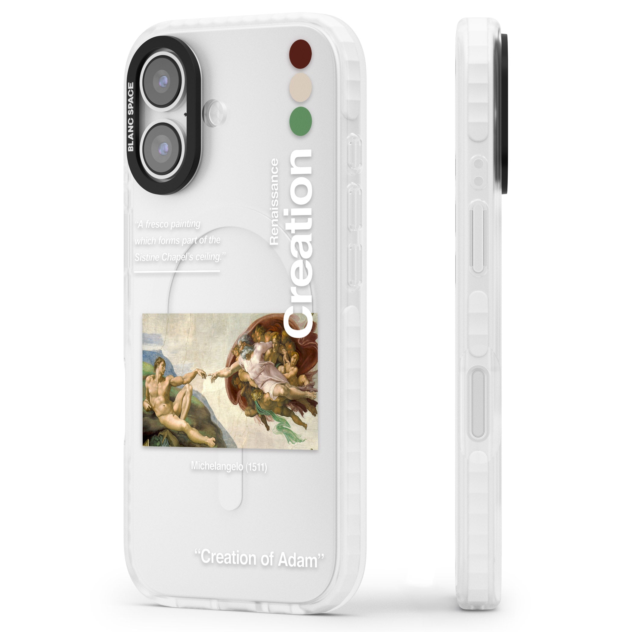 Creation Of Adam Michelangelo iPhone 17 Impact Clear Phone Case Side Profile