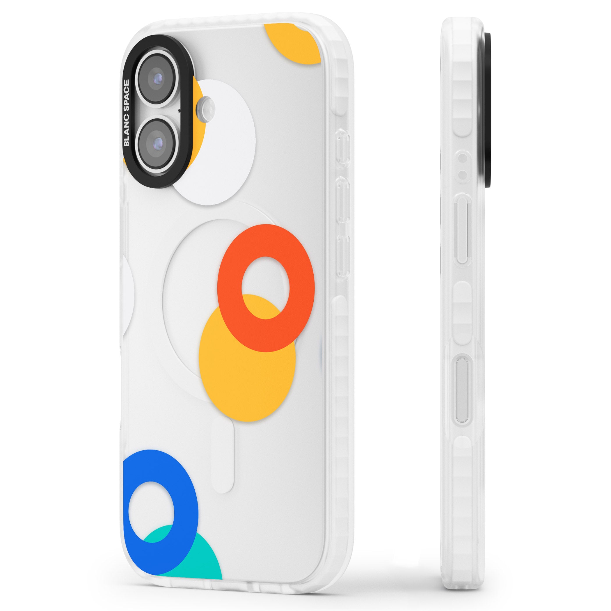 Abstract Mixed Circles iPhone 17 Impact Clear Phone Case Side Profile