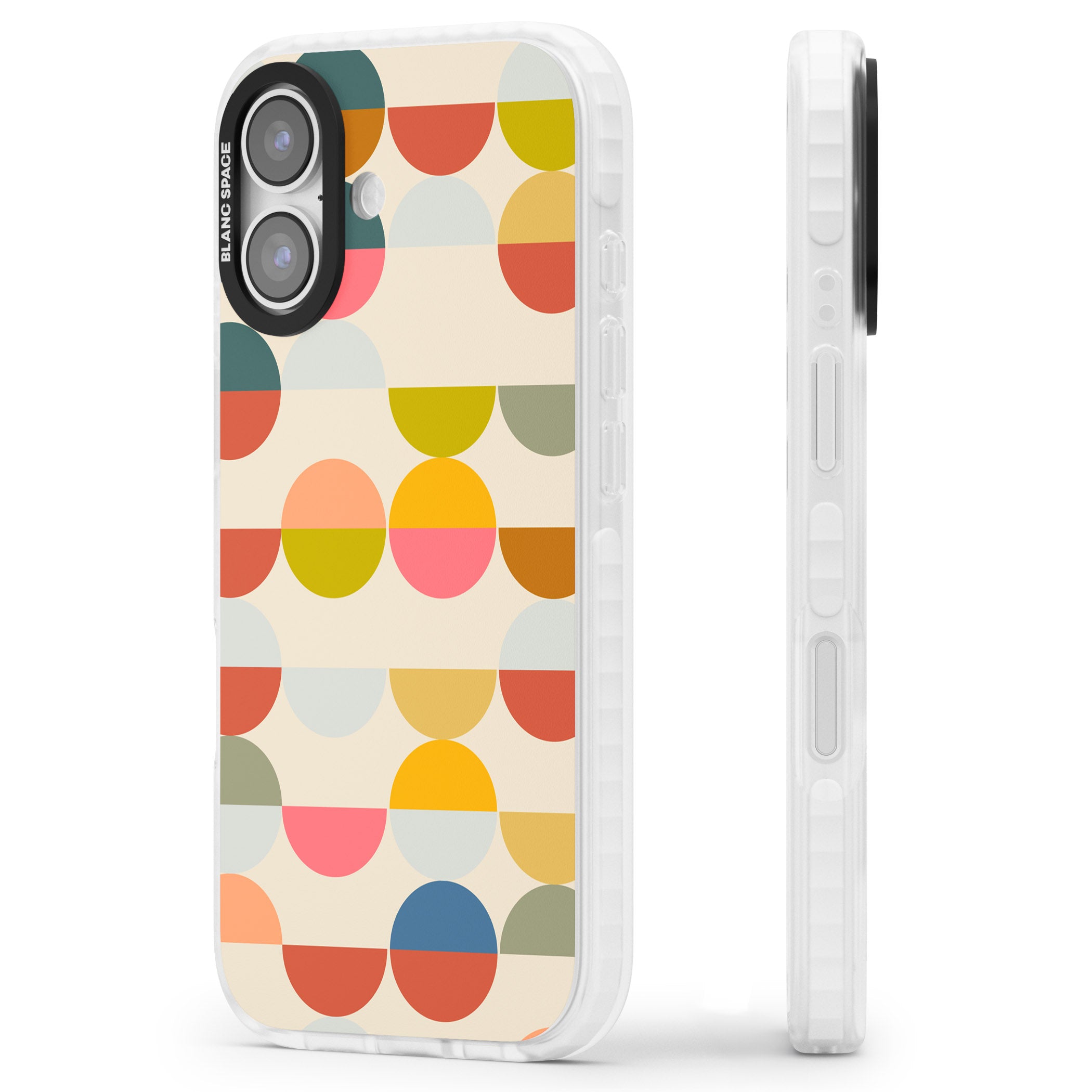 Colorful Retro Circles iPhone 17 Impact Clear Phone Case Side Profile