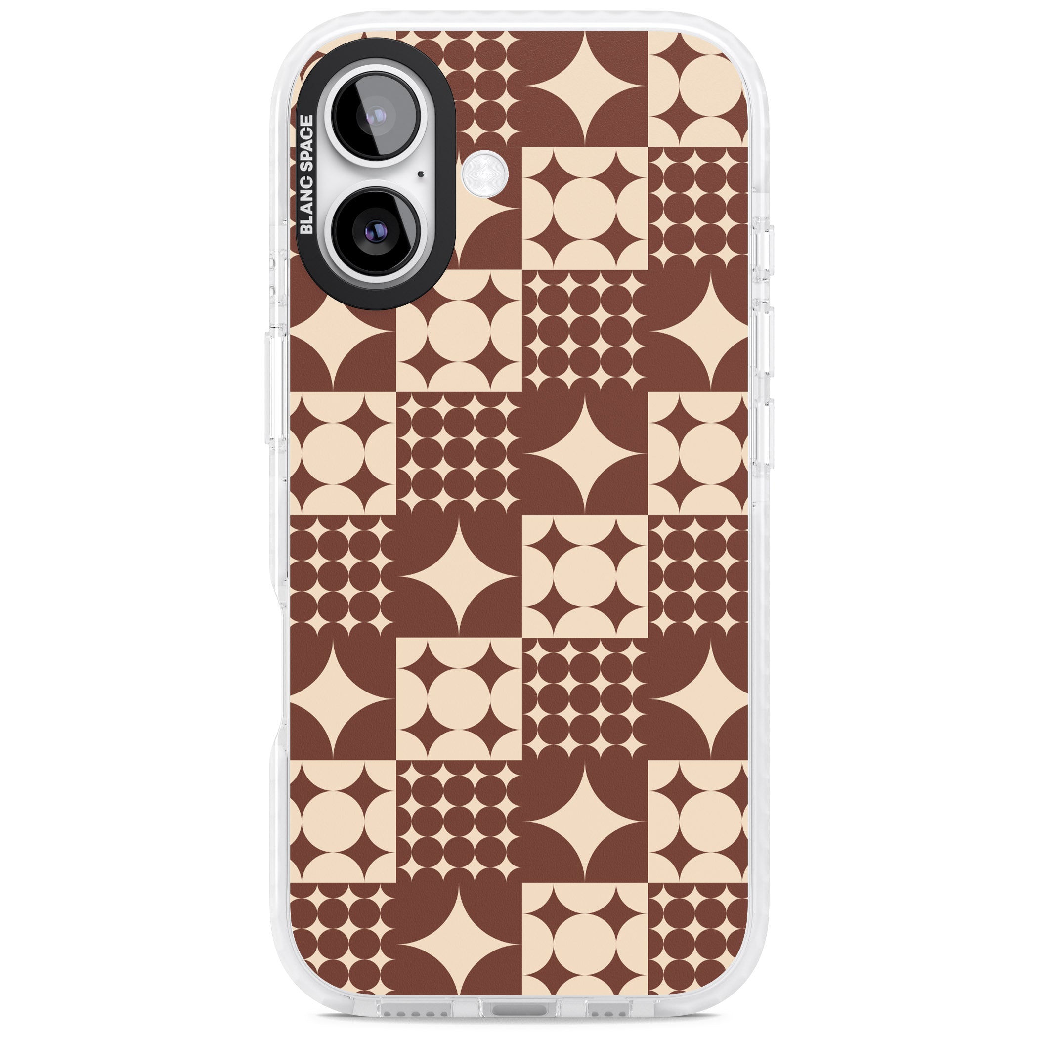 Mid Century Brown Checked iPhone 17 Impact Clear Phone Case