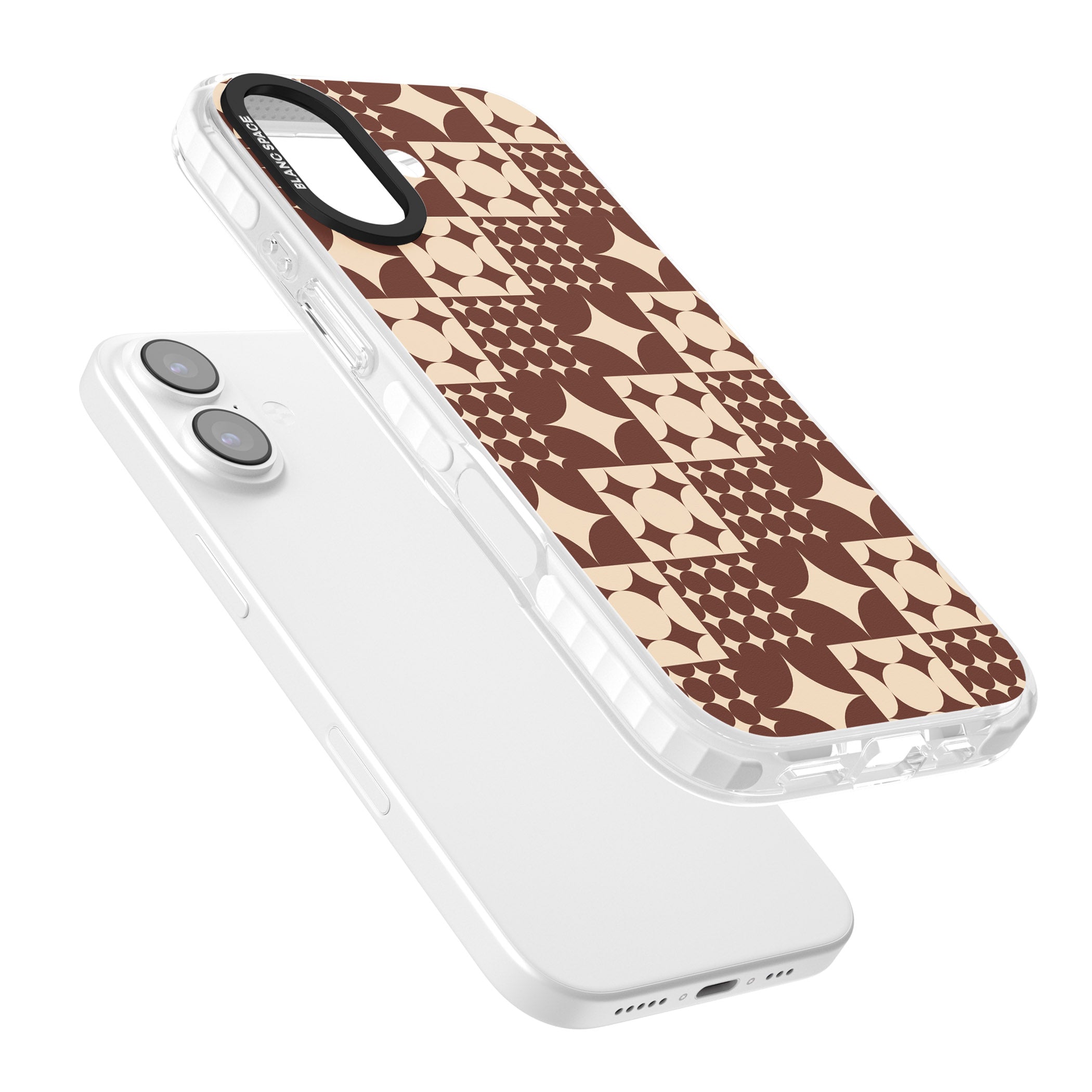 Mid Century Brown Checked iPhone 17 Impact Clear Phone Case Colours