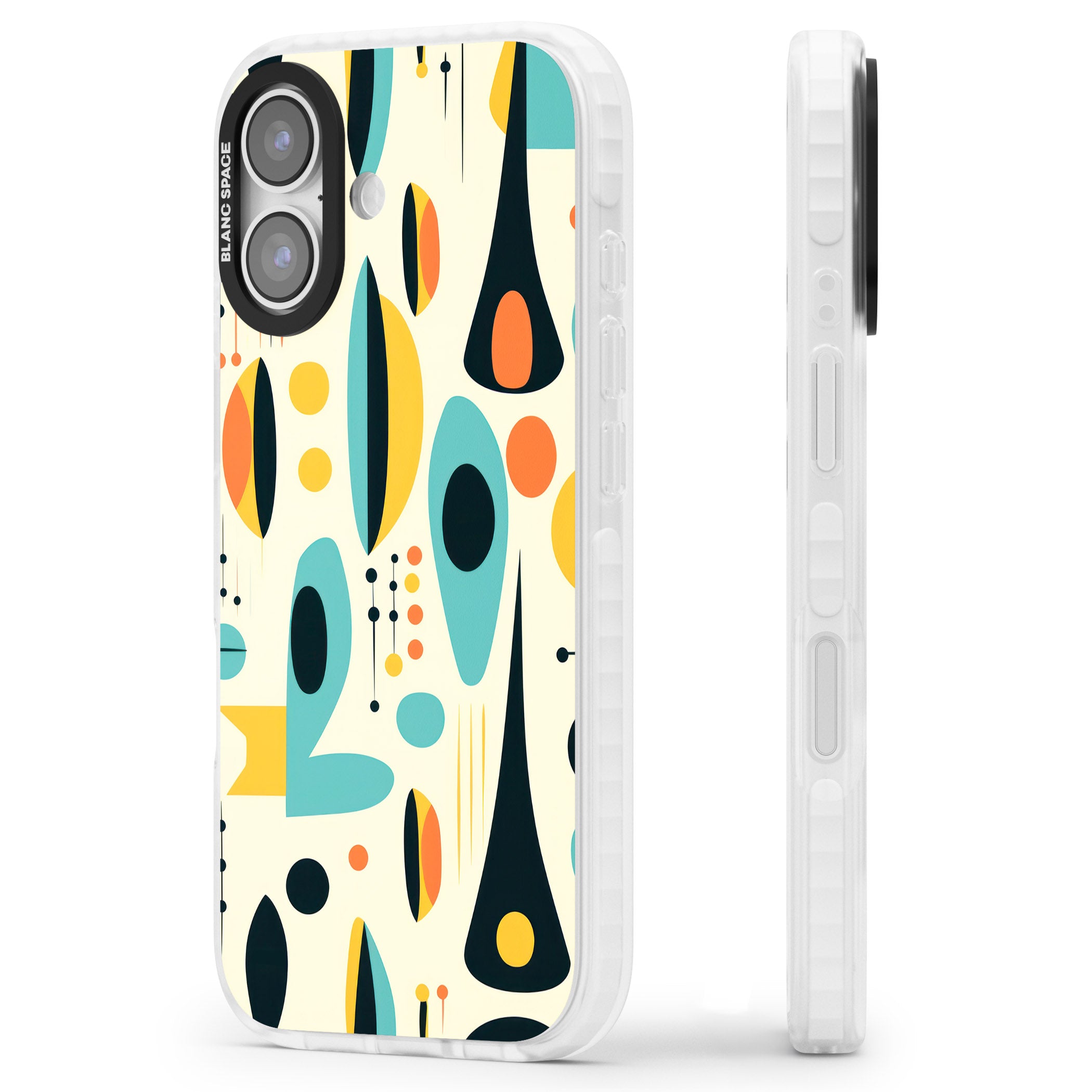 Mid Century Atomic Pattern iPhone 17 Impact Clear Phone Case Side Profile