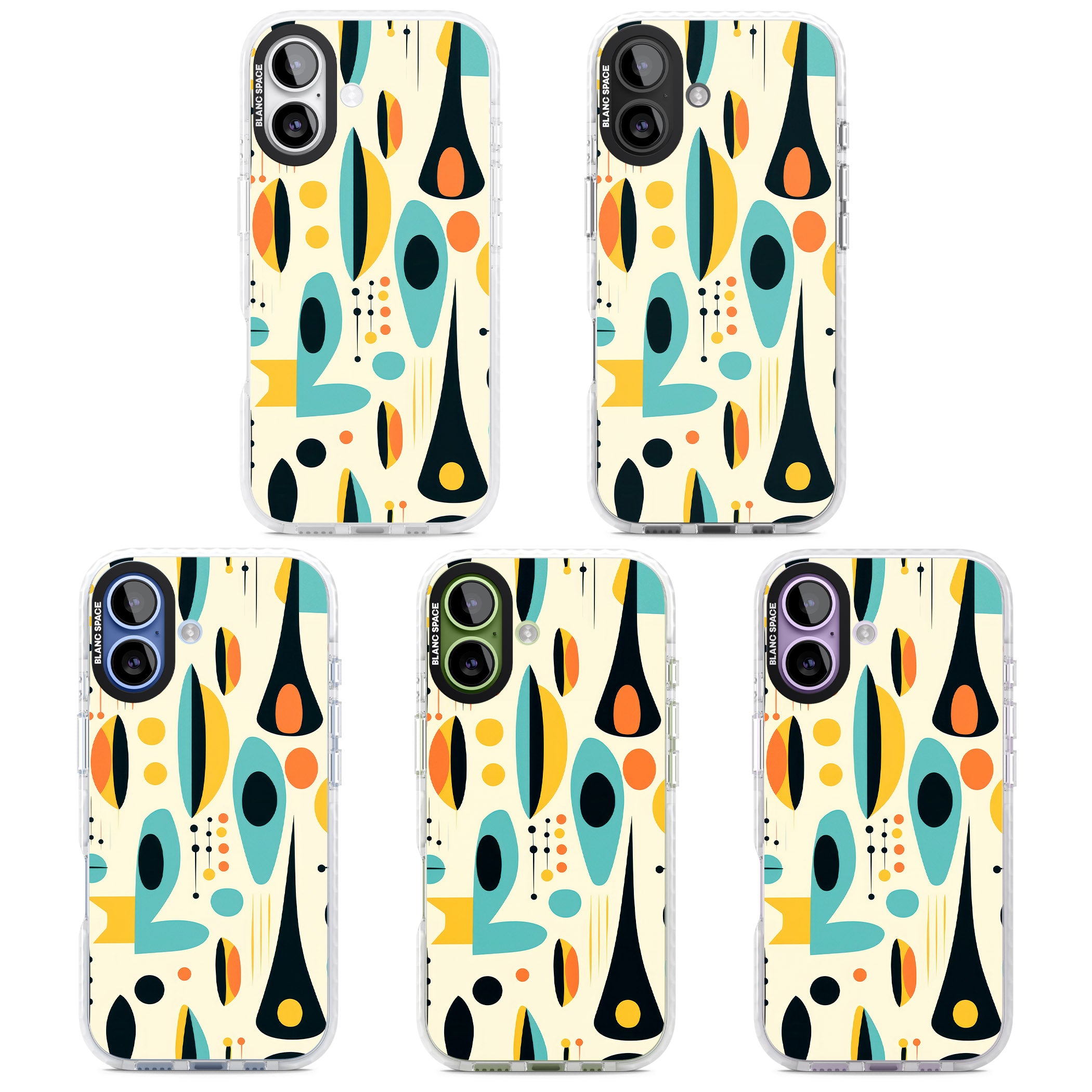 Mid Century Atomic Pattern iPhone 17 Impact Clear Phone Case APT Impact Protection