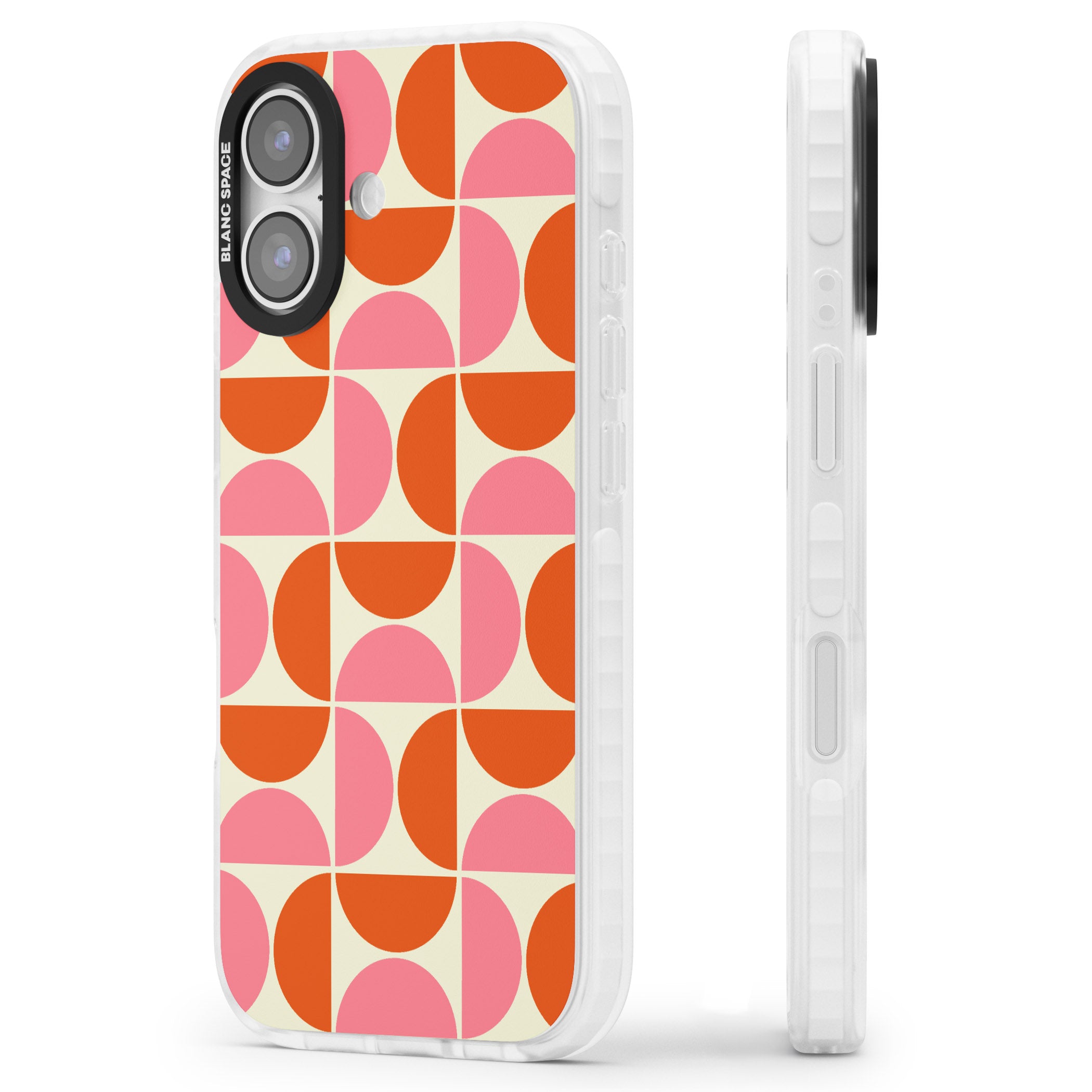 Retro Half Circle Pattern iPhone 17 Impact Clear Phone Case Side Profile