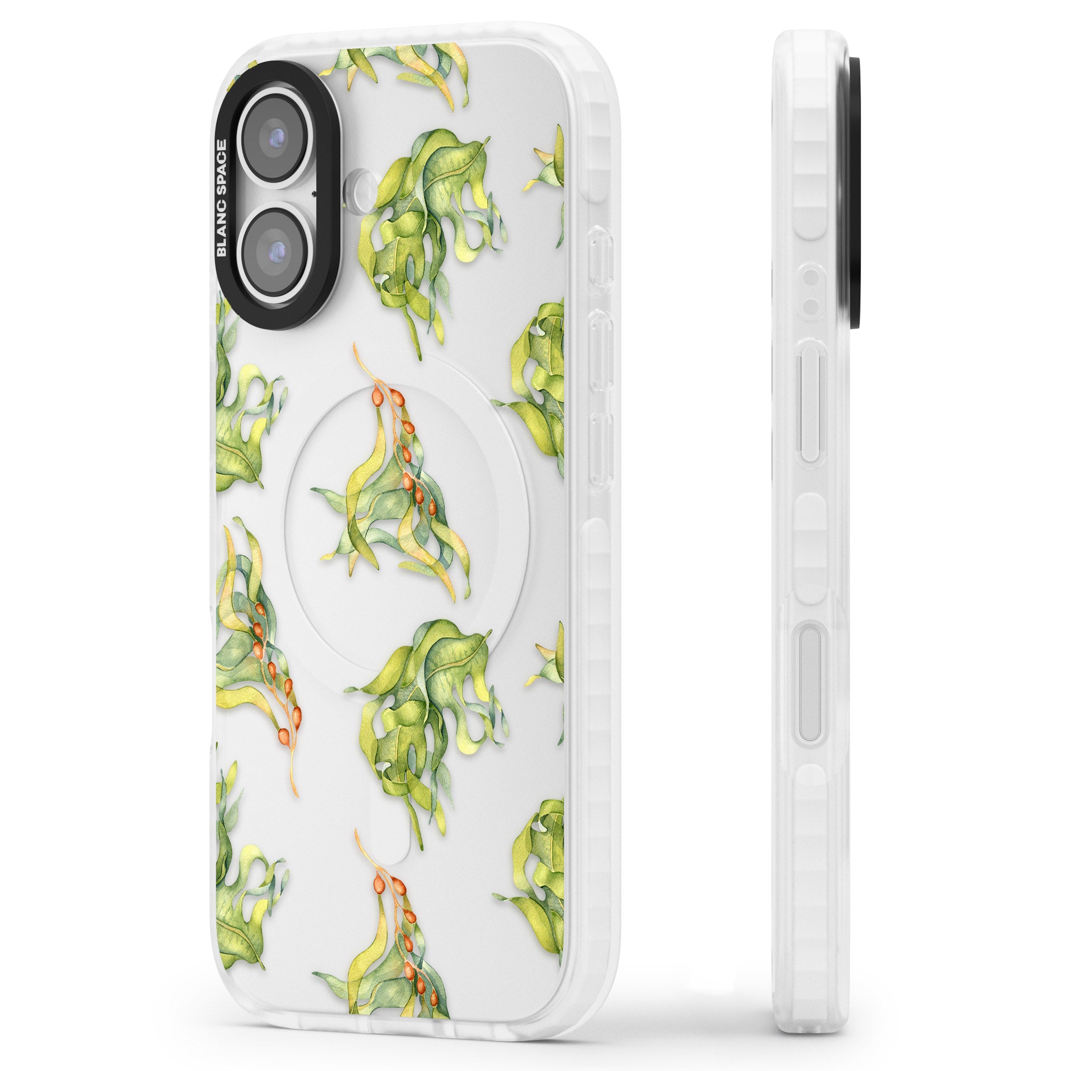 Flowing Seaweed Watercolor iPhone 17 Impact Clear Phone Case Side Profile