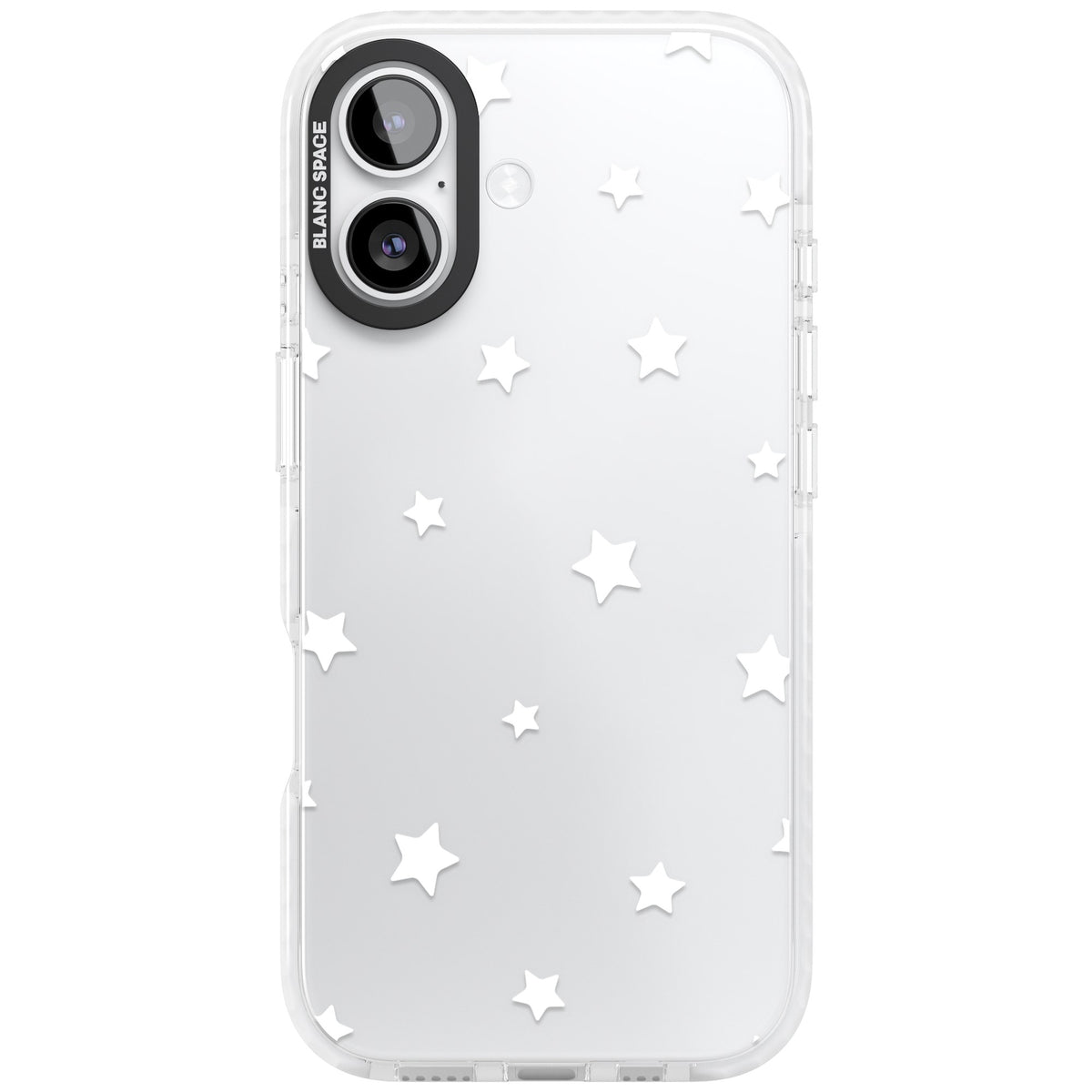 Minimal White Stars iPhone 16 / iPhone 16 Plus / iPhone 17 Impact Clear Phone Case front