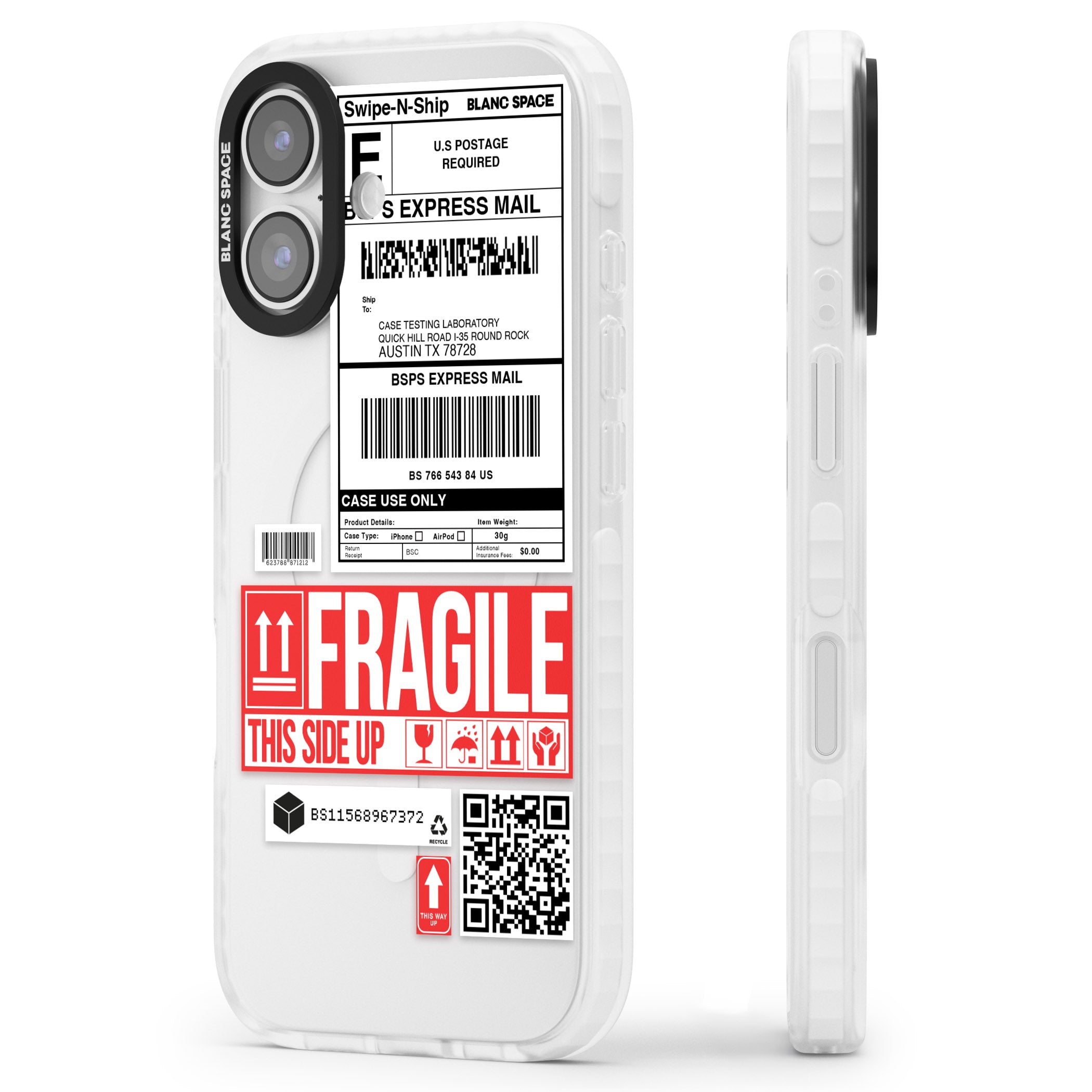 Shipping Label iPhone 17 Impact Clear Phone Case Side Profile