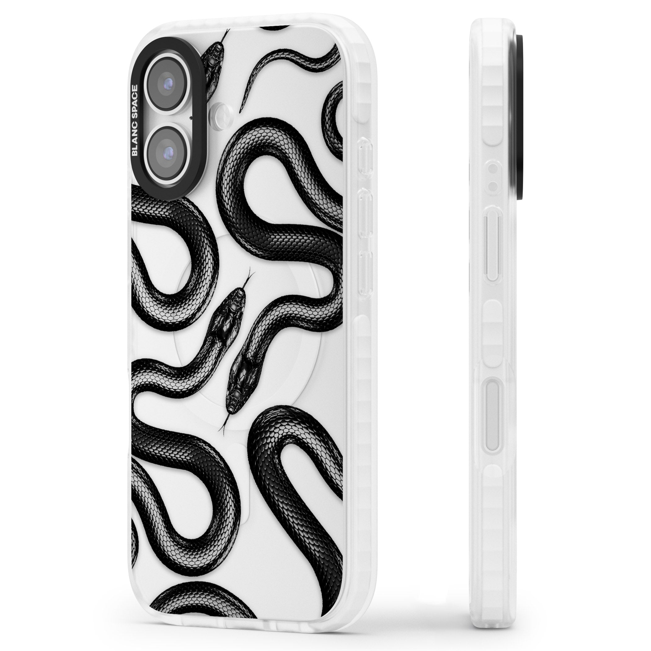 Black Kingsnake iPhone 17 Impact Clear Phone Case Side Profile