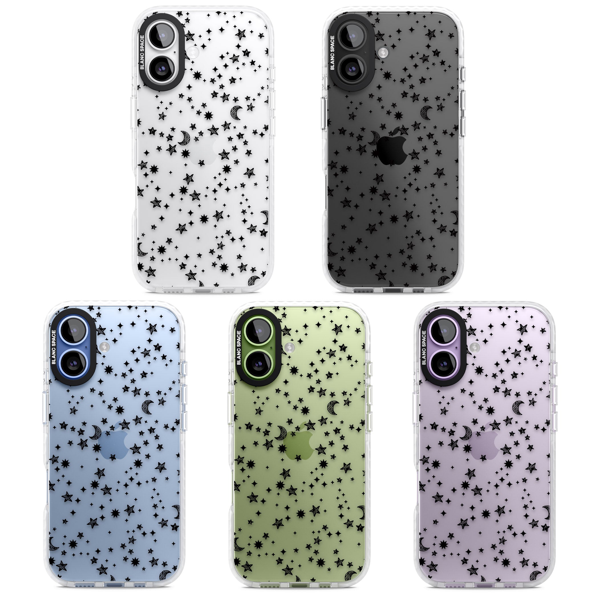 Black Cosmic Galaxy Pattern iPhone 17 Impact Clear Phone Case APT Impact Protection