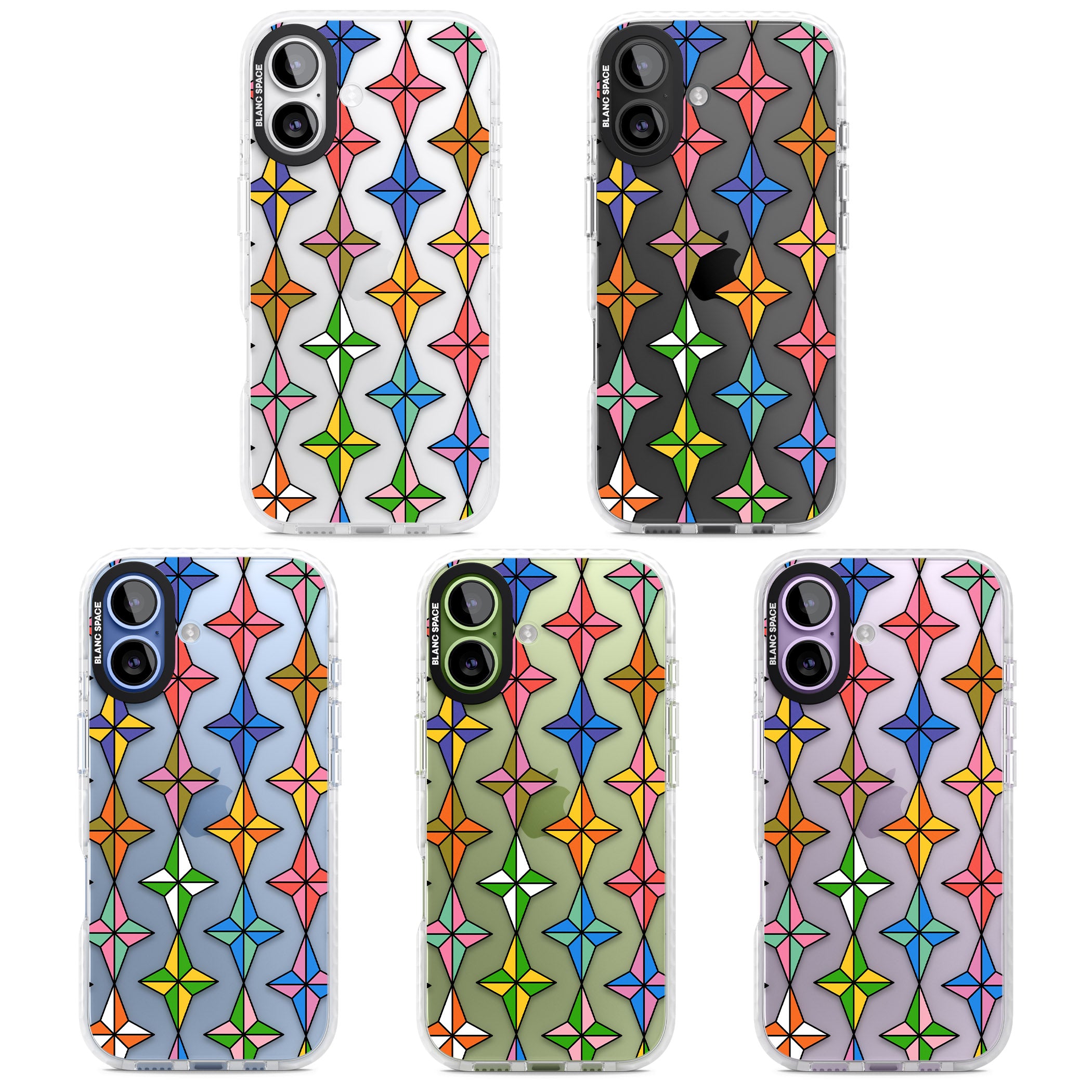 Multi Colour Stars Pattern iPhone 17 Impact Clear Phone Case APT Impact Protection