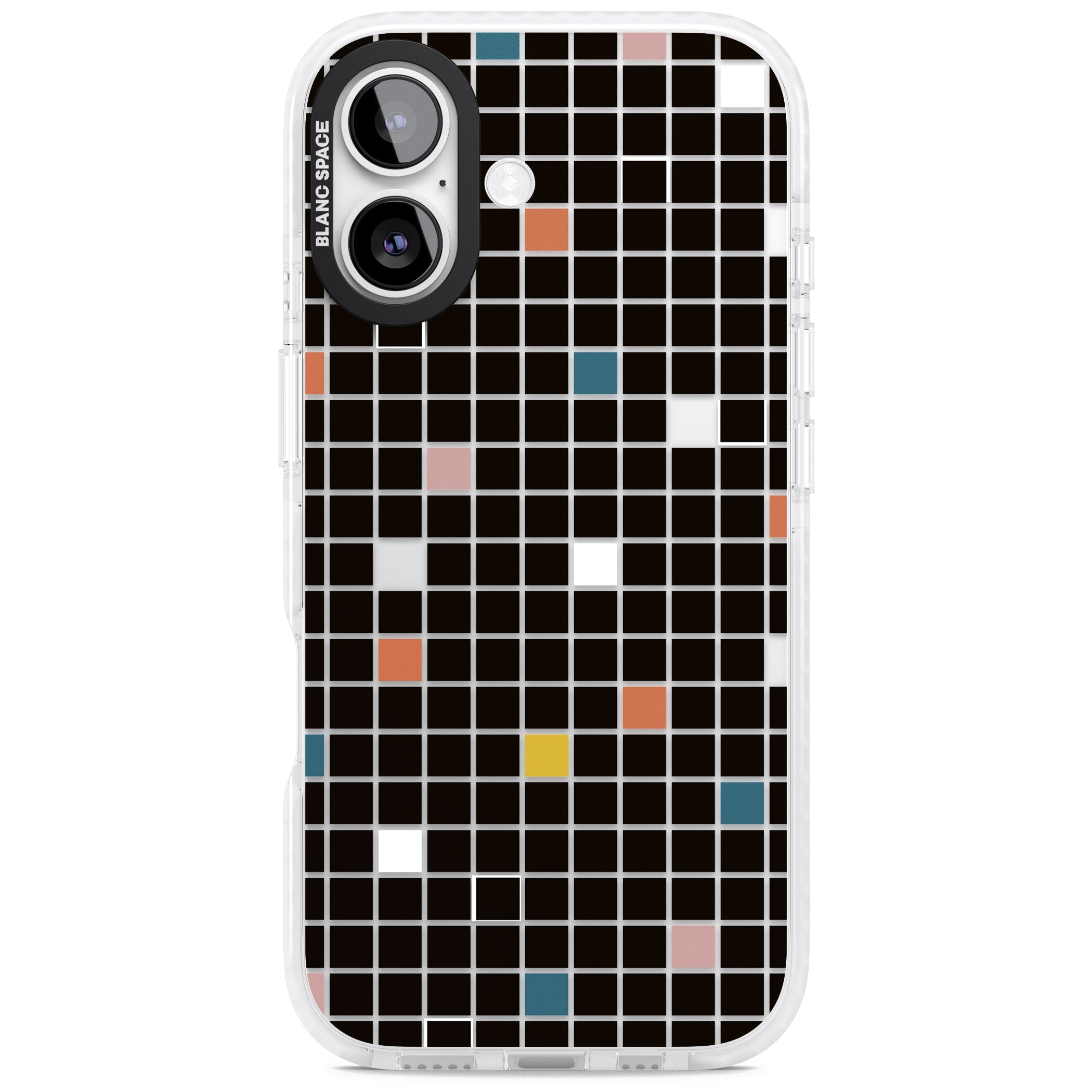 Earthtone Black Geometric Grid iPhone 17 Impact Clear Phone Case