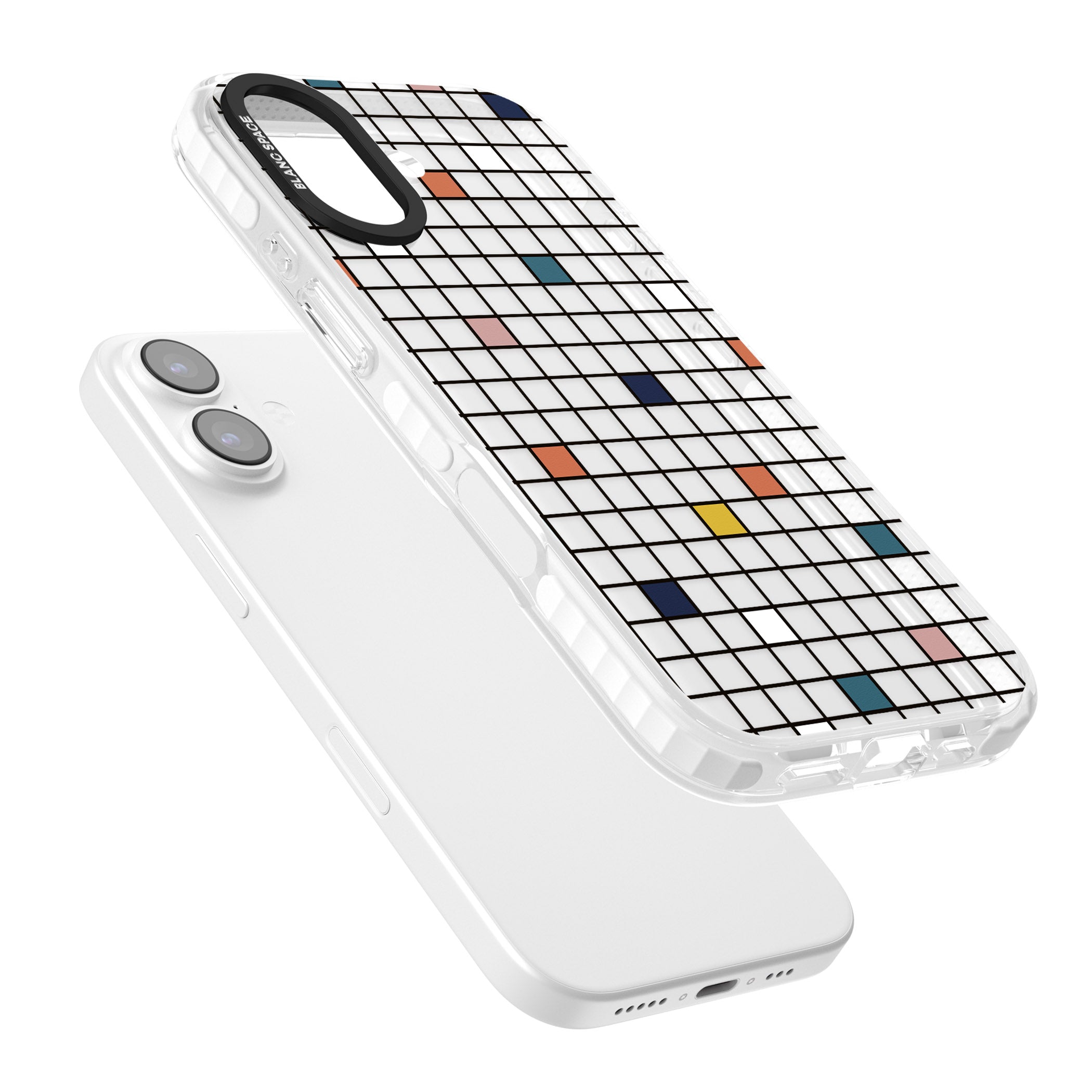 Earthtone Clear Geometric Grid iPhone 17 Impact Clear Phone Case Colours