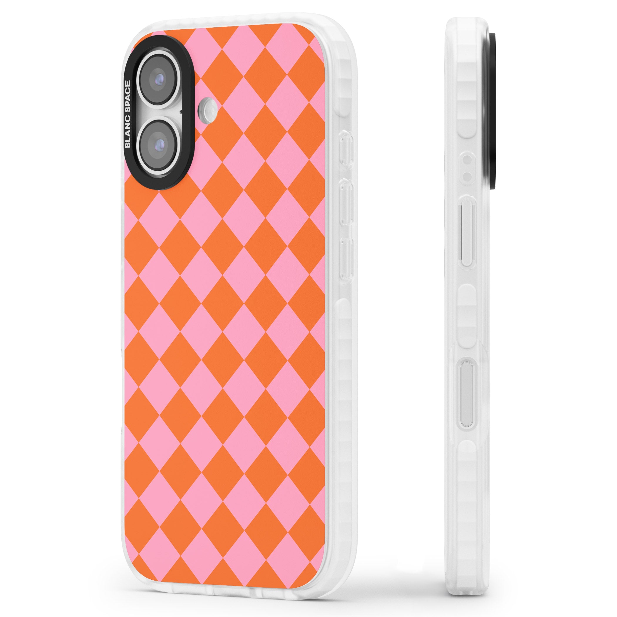 Retro Sunset Diamond Plaid iPhone 17 Impact Clear Phone Case Side Profile