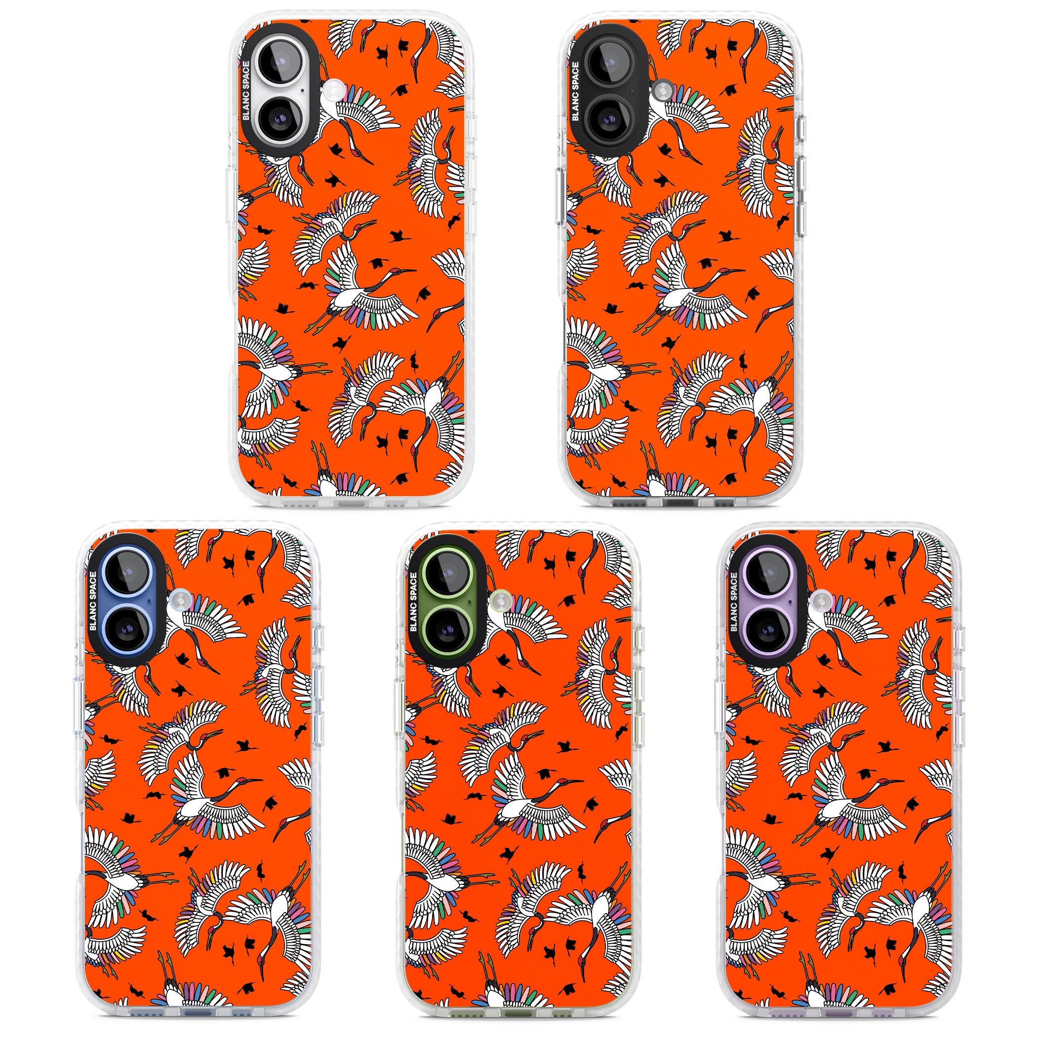 Colourful Crane Pattern (Orange) iPhone 17 Impact Clear Phone Case APT Impact Protection