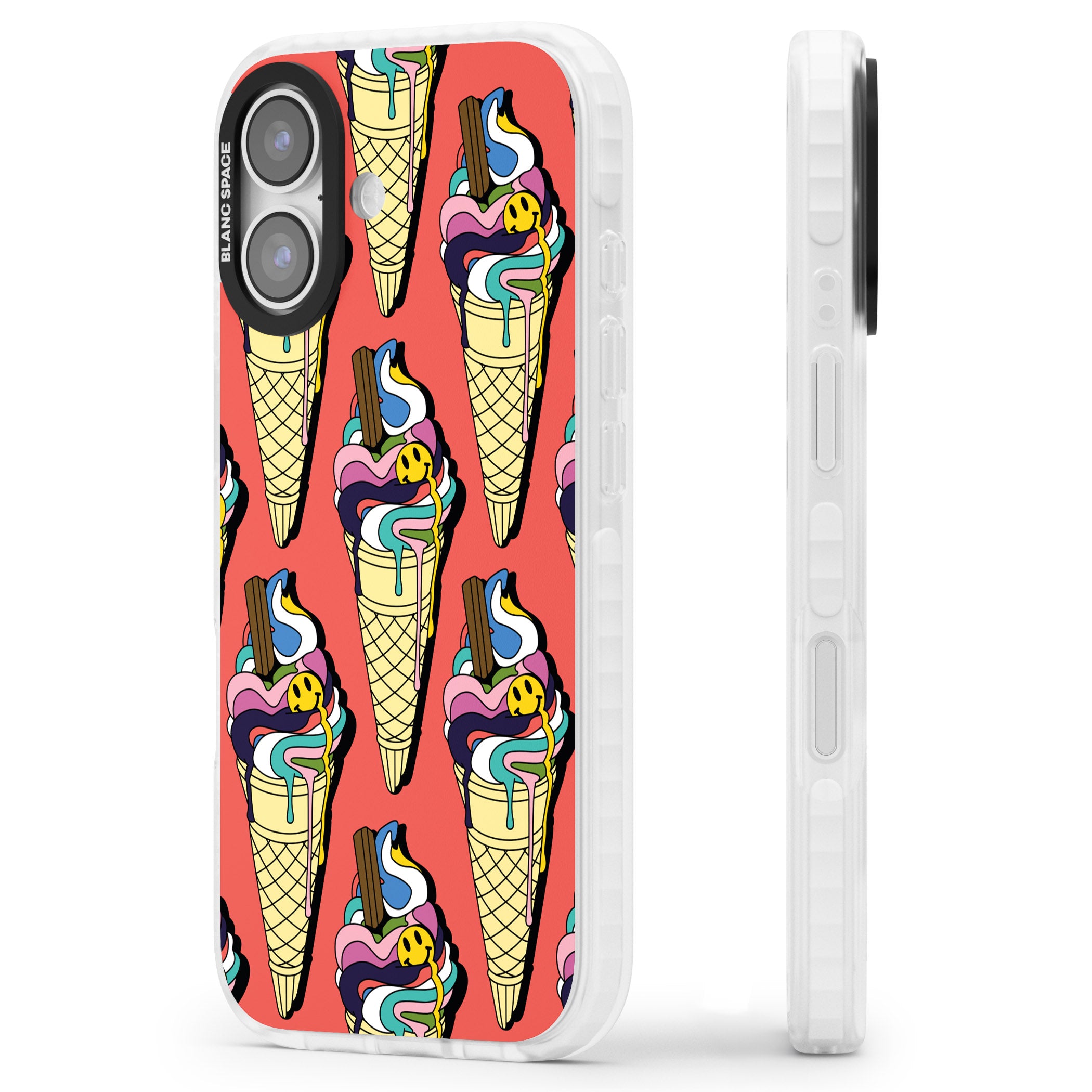 Trip & Drip Ice Cream (Red) iPhone 17 Impact Clear Phone Case Side Profile