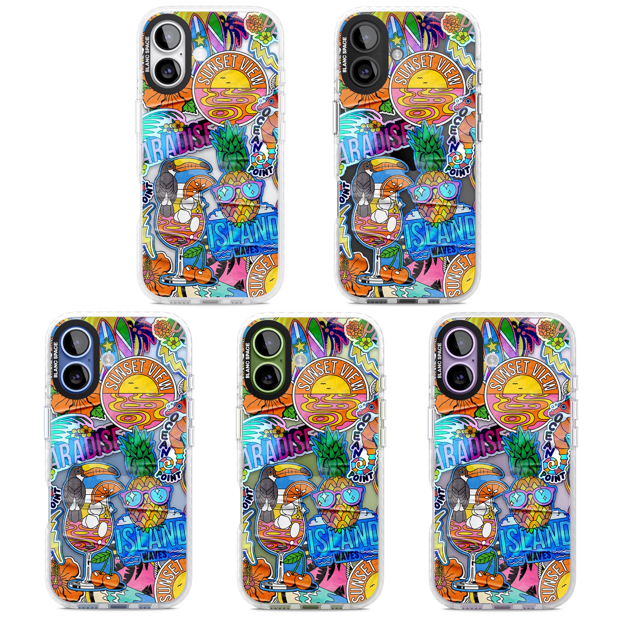 Tropical Vibes Collage iPhone 17 Impact Clear Phone Case APT Impact Protection