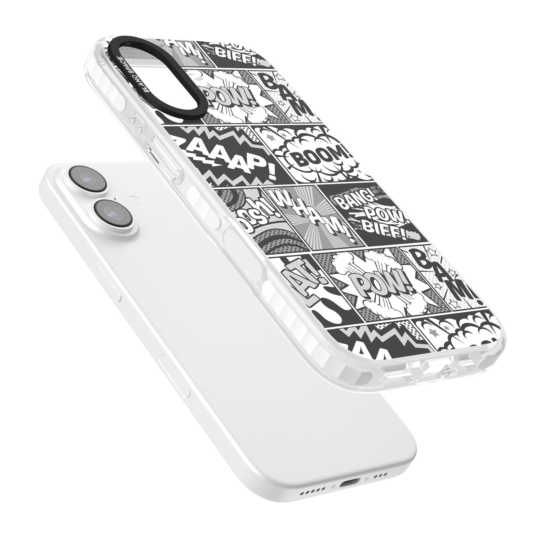 Onomatopoeia (Black & White) iPhone 17 Impact Clear Phone Case Colours