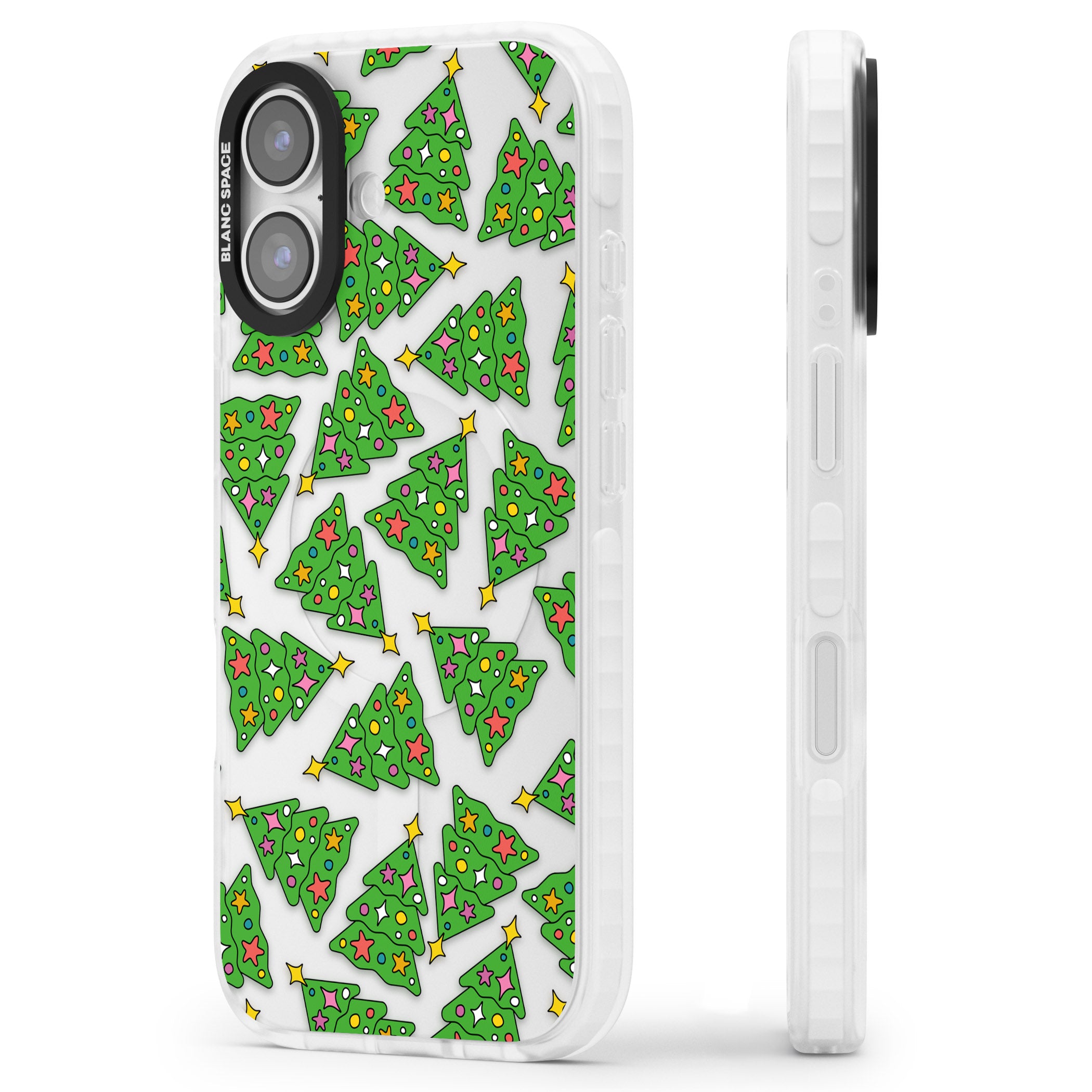 Christmas Tree Pattern iPhone 17 Impact Clear Phone Case Side Profile