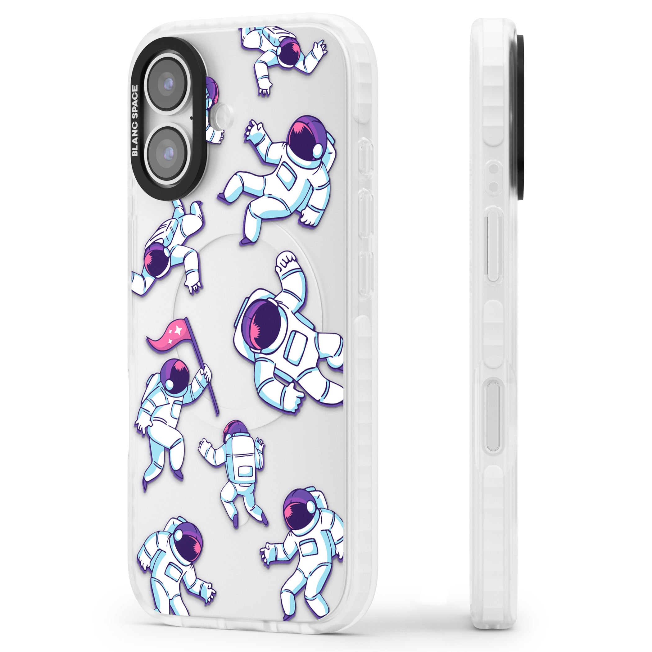 Astronaut Pattern iPhone 17 Impact Clear Phone Case Side Profile