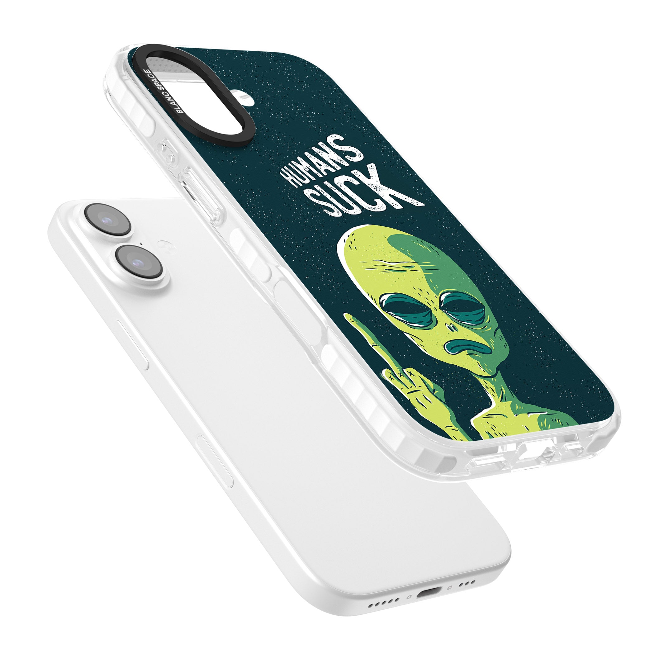 Humans Suck Alien iPhone 17 Impact Clear Phone Case Colours