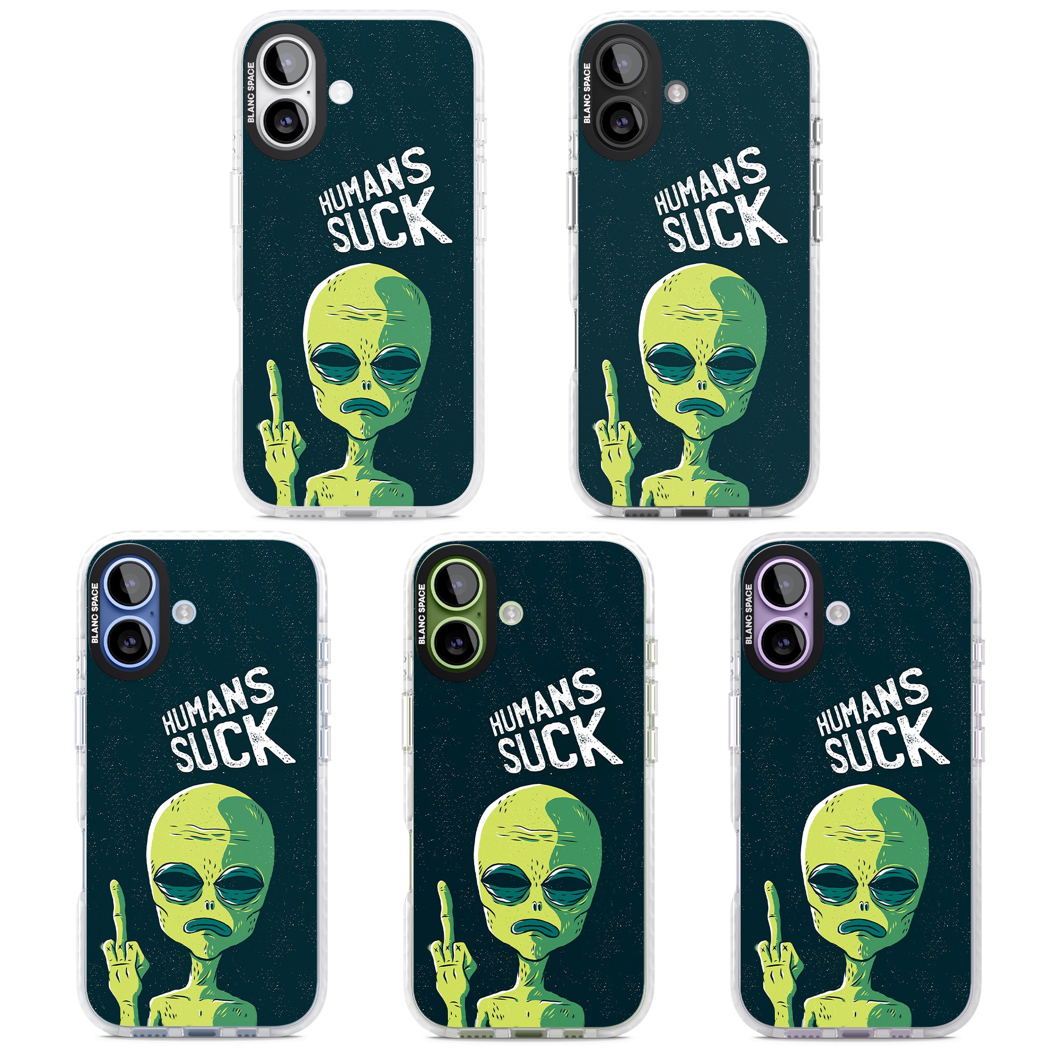 Humans Suck Alien iPhone 17 Impact Clear Phone Case APT Impact Protection