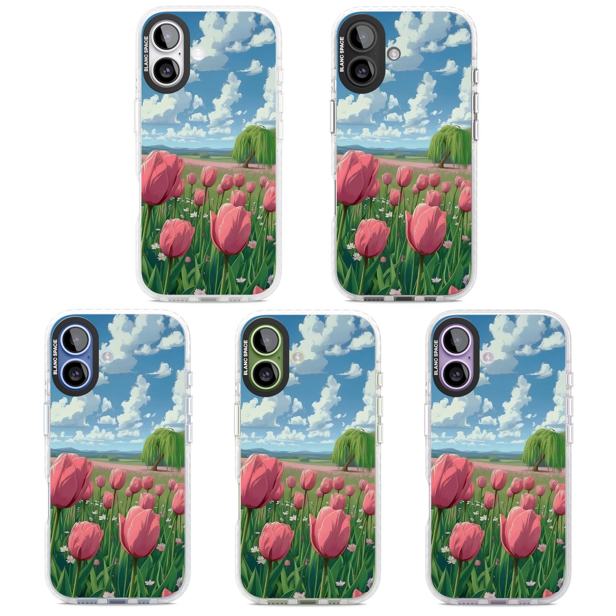 Willow By The Pink Tulips floral iPhone case | Black Impact case for iPhone 17