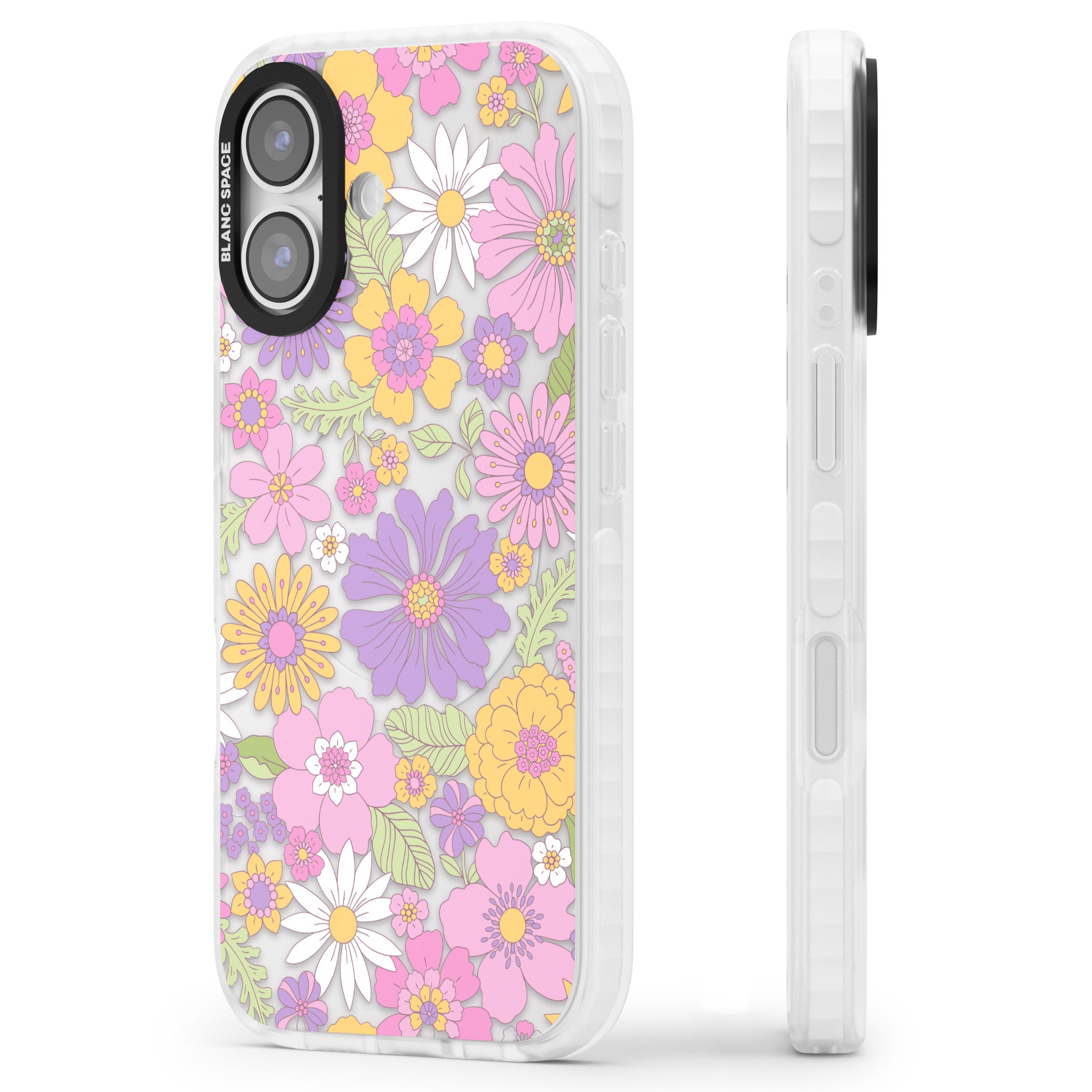 Soft Flower Mix iPhone 17 Impact Clear Phone Case Side Profile